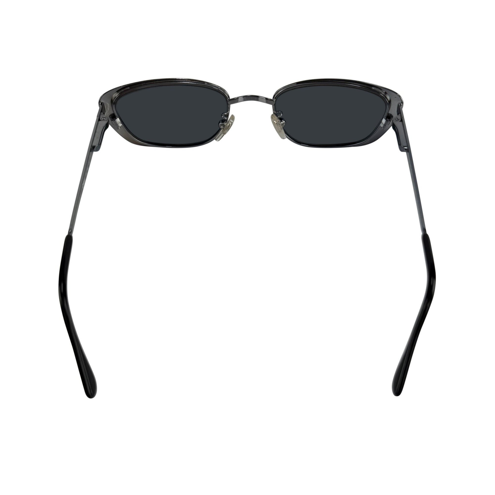 Late 1990s Chloé by Stella McCartney Floral Etched Gunmetal Frame Grey Sunglasses - RealList