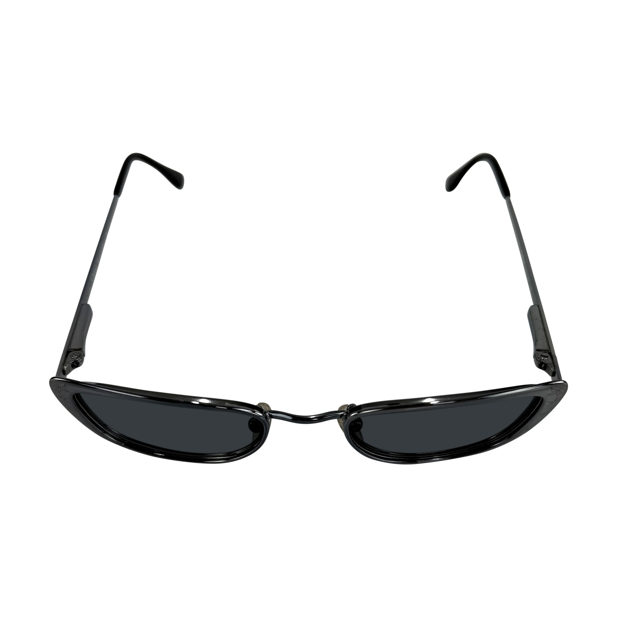Late 1990s Chloé by Stella McCartney Floral Etched Gunmetal Frame Grey Sunglasses - RealList