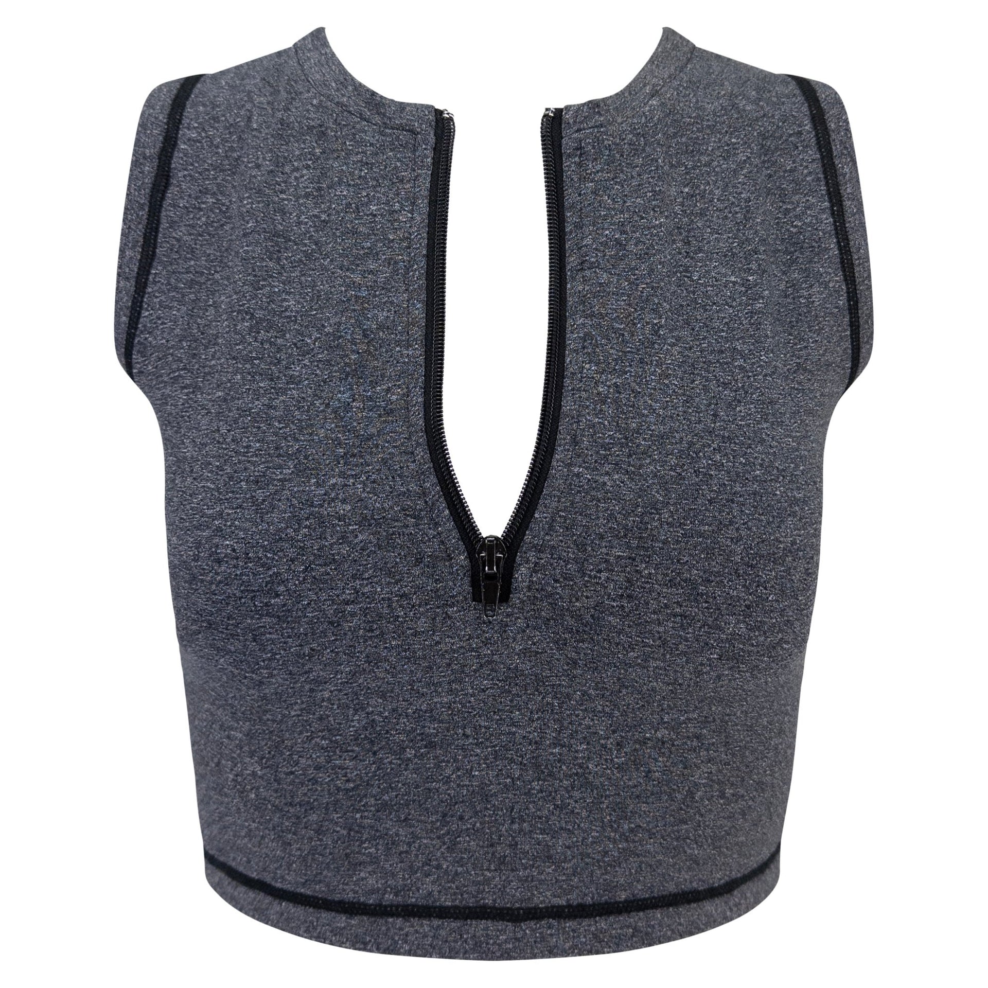 Late 1990s Dolce & Gabbana Athletic Heather Grey Stretch Crop Top - RealList