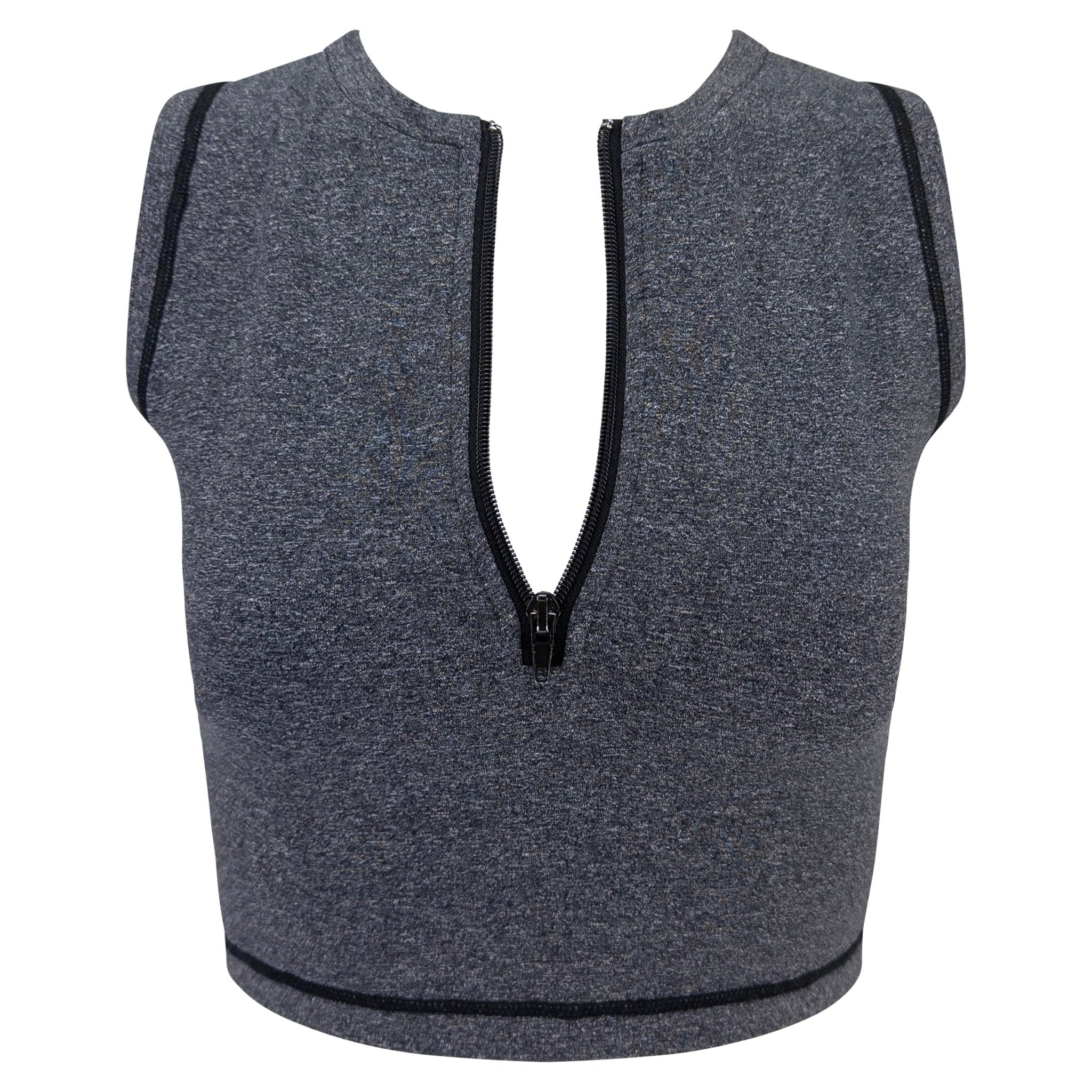 Late 1990s Dolce & Gabbana Athletic Heather Grey Stretch Crop Top - RealList