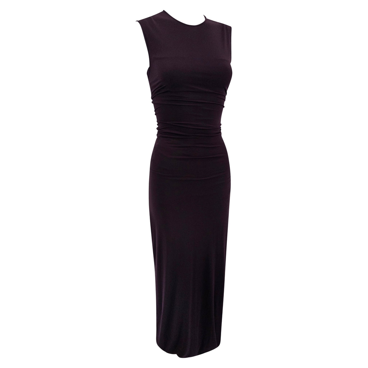 Late 1990s Dolce & Gabbana Dark Burgundy Bodycon Wiggle Dress - RealList