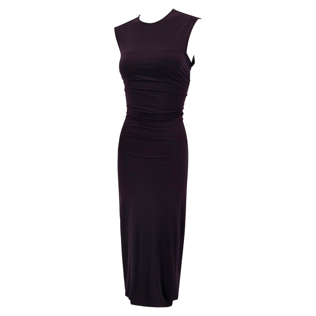Late 1990s Dolce & Gabbana Dark Burgundy Bodycon Wiggle Dress - RealList