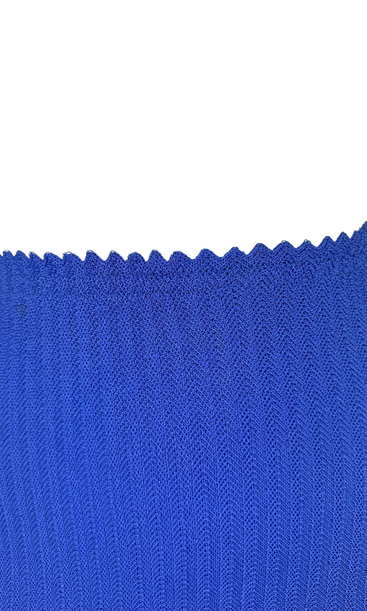 Late 1990s Fendi by Karl Lagerfeld Bodycon Knit Blue Bralette Crop Top Skirt Set - RealList