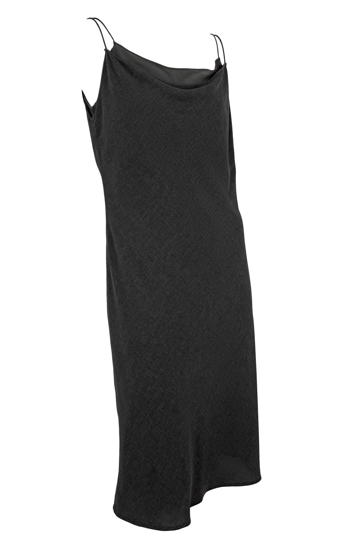 Late 1990s Giorgio Armani Grey Chiffon Double Slip Dress - RealList