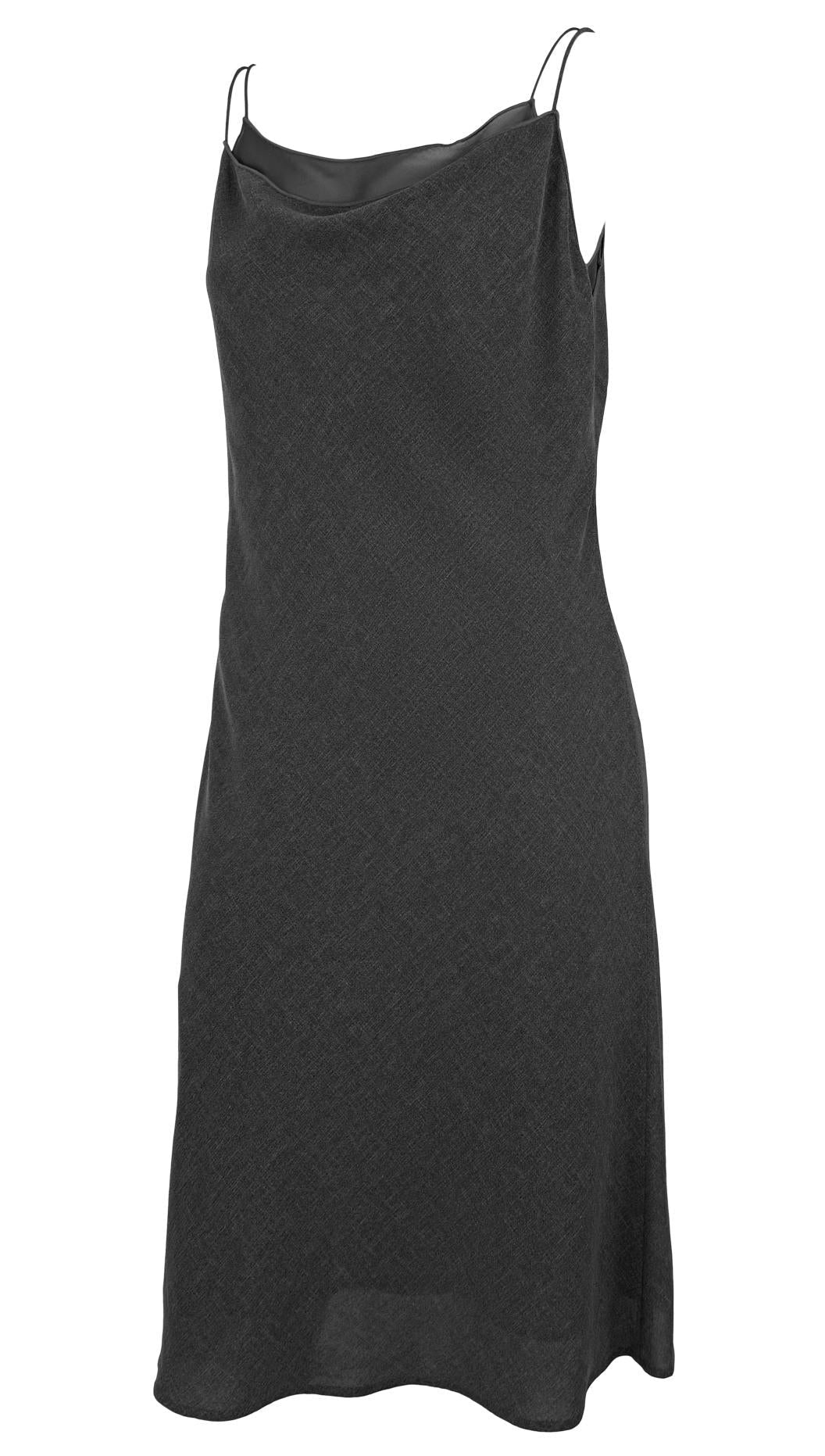 Late 1990s Giorgio Armani Grey Chiffon Double Slip Dress - RealList
