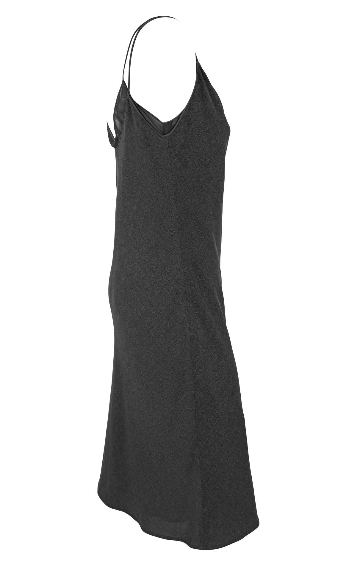 Late 1990s Giorgio Armani Grey Chiffon Double Slip Dress - RealList