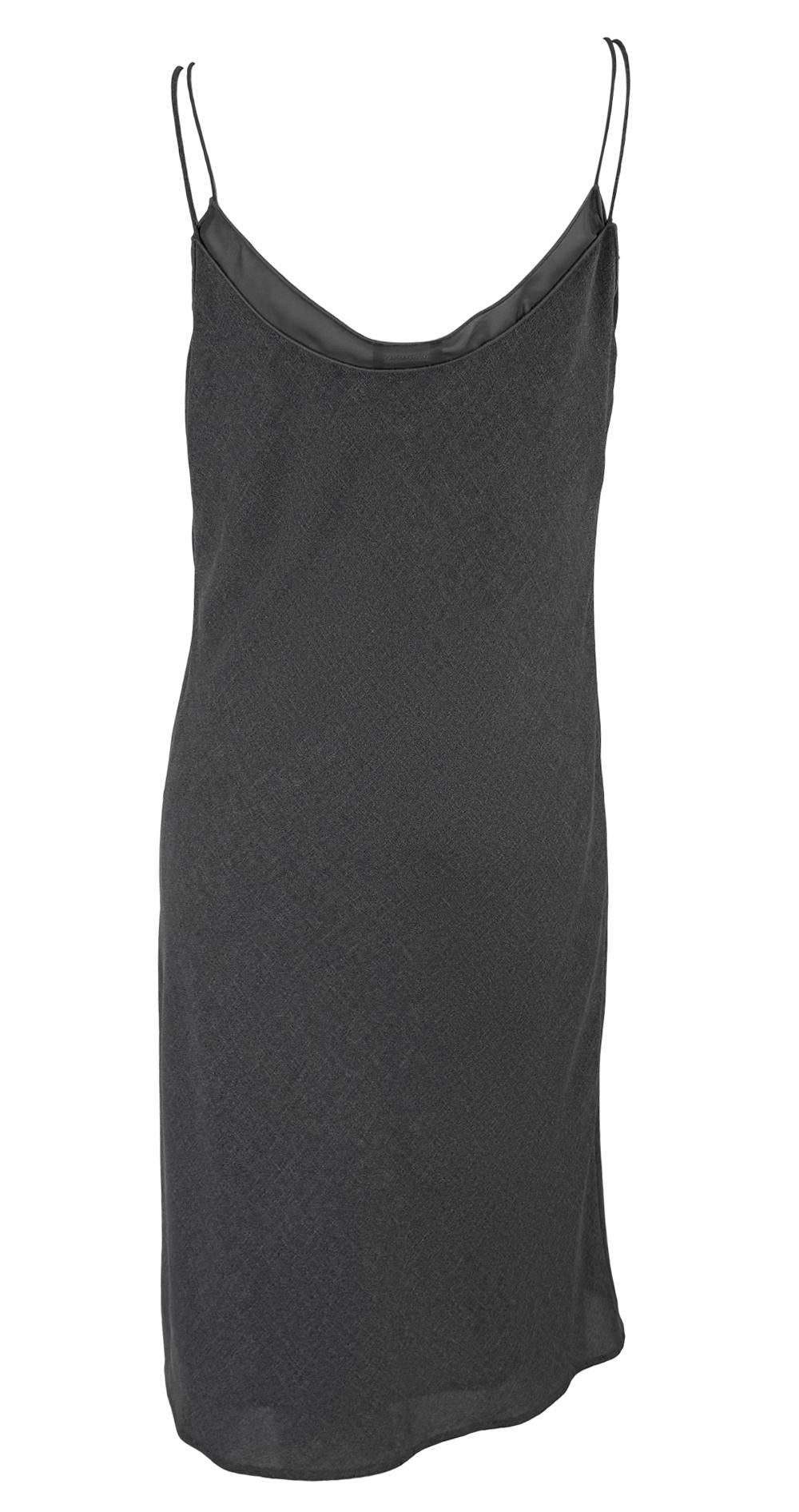 Late 1990s Giorgio Armani Grey Chiffon Double Slip Dress - RealList
