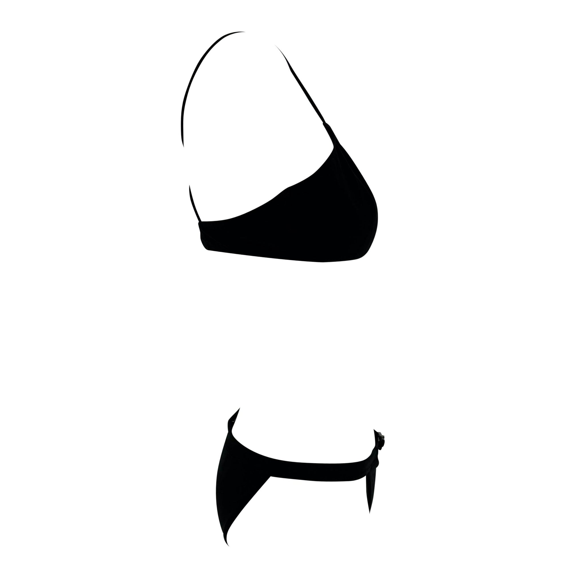 Late 1990s Gucci by Tom Ford Black Stretch Belted Logo Buckle Bikini Swim Set - RealList