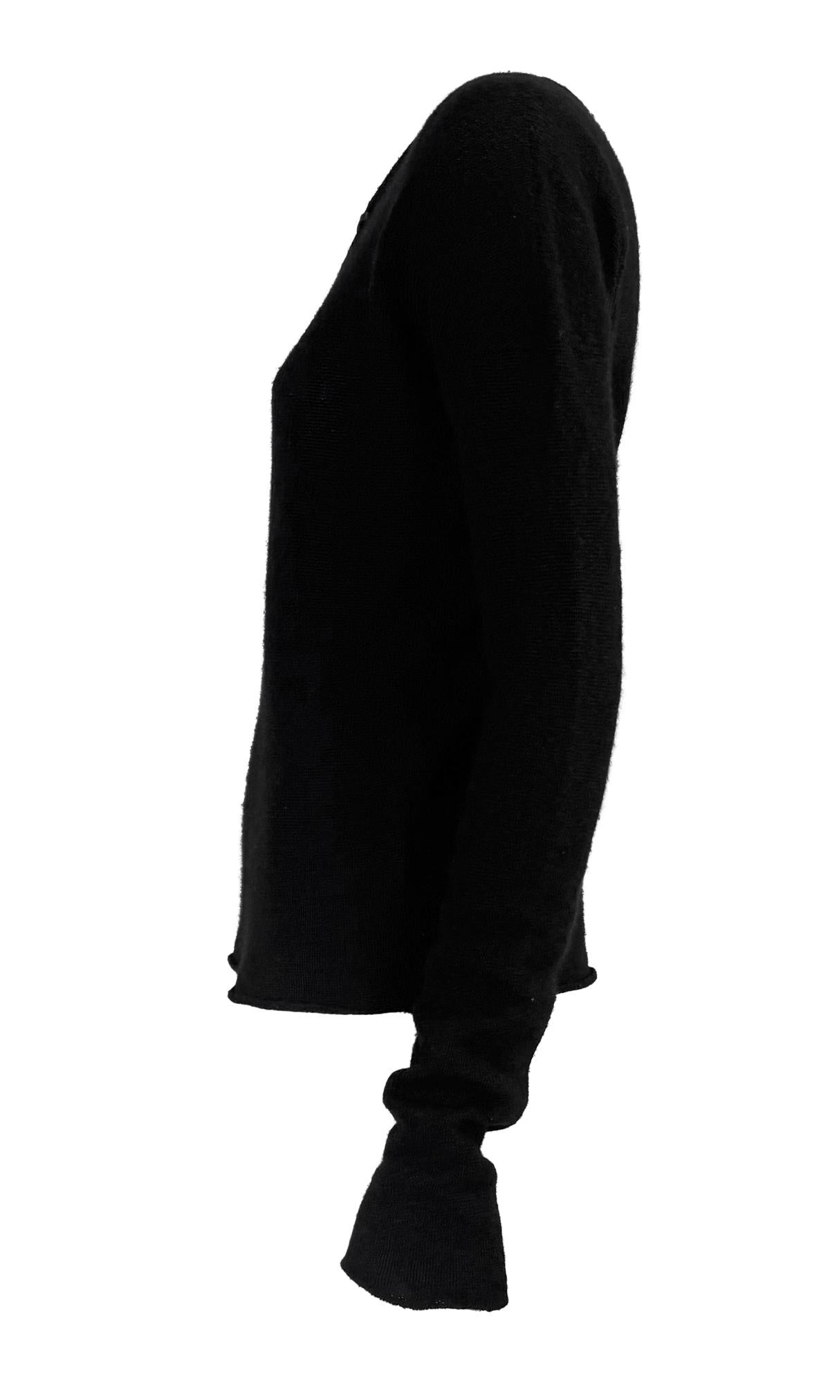 Late 1990s Gucci by Tom Ford Leather Lace - Up Knit Black Sweater Top - RealList