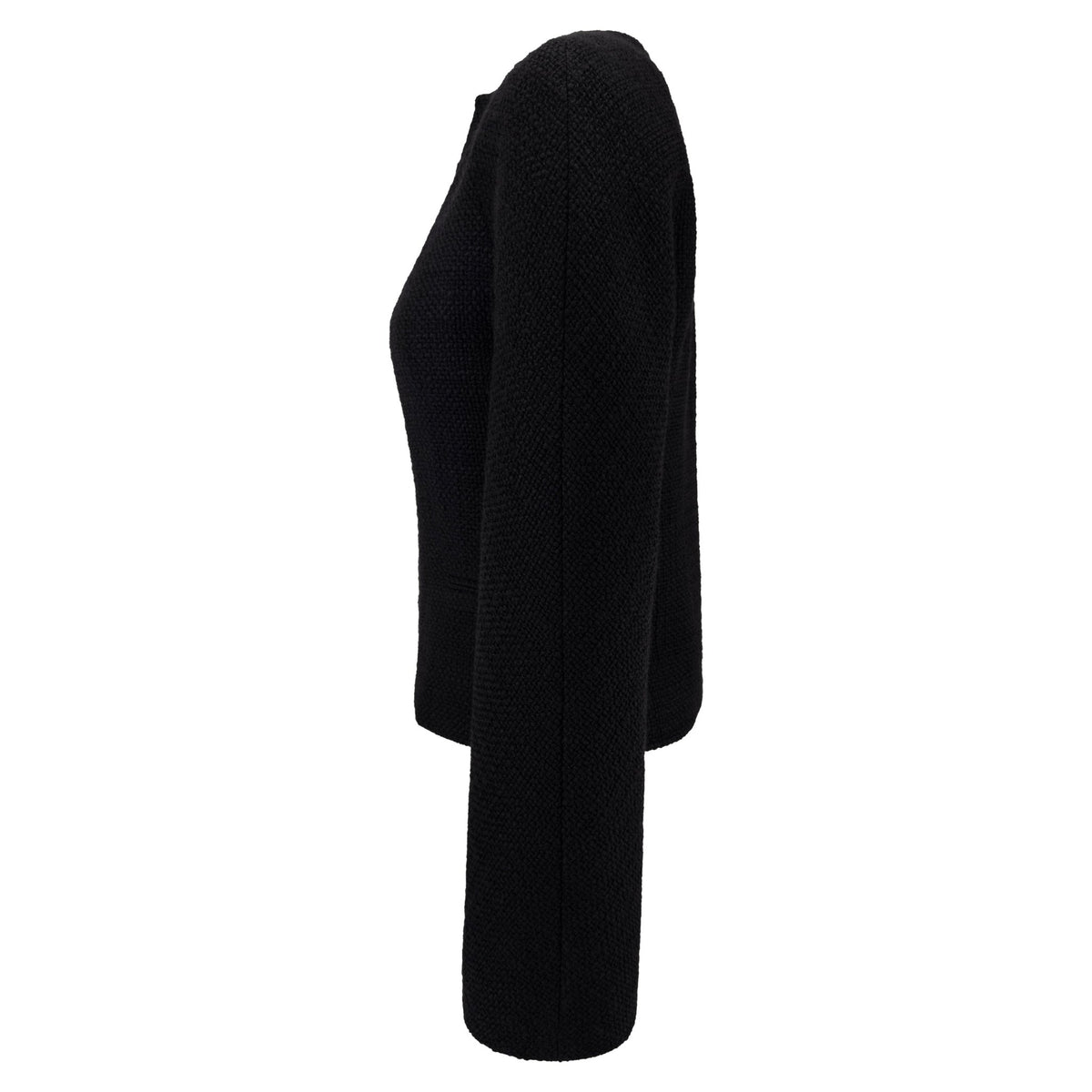 Late 1990s Guy Laroche by Alber Elbaz Black Tweed Blazer Jacket - RealList
