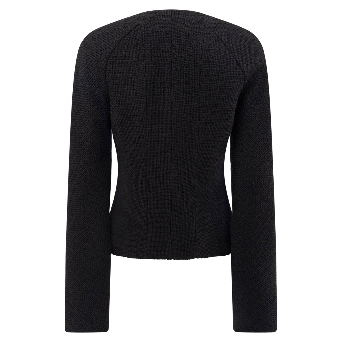Late 1990s Guy Laroche by Alber Elbaz Black Tweed Blazer Jacket - RealList