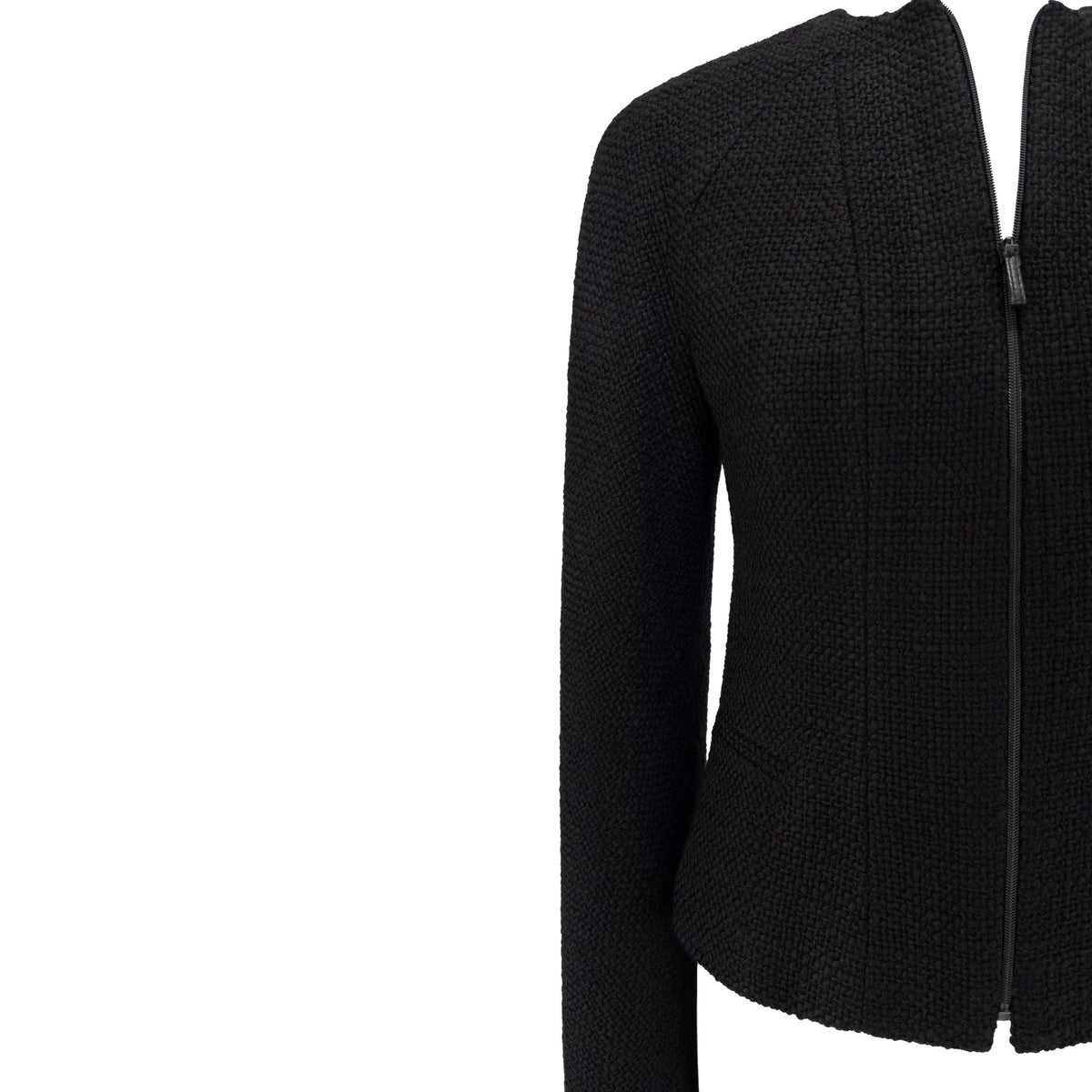 Late 1990s Guy Laroche by Alber Elbaz Black Tweed Blazer Jacket - RealList