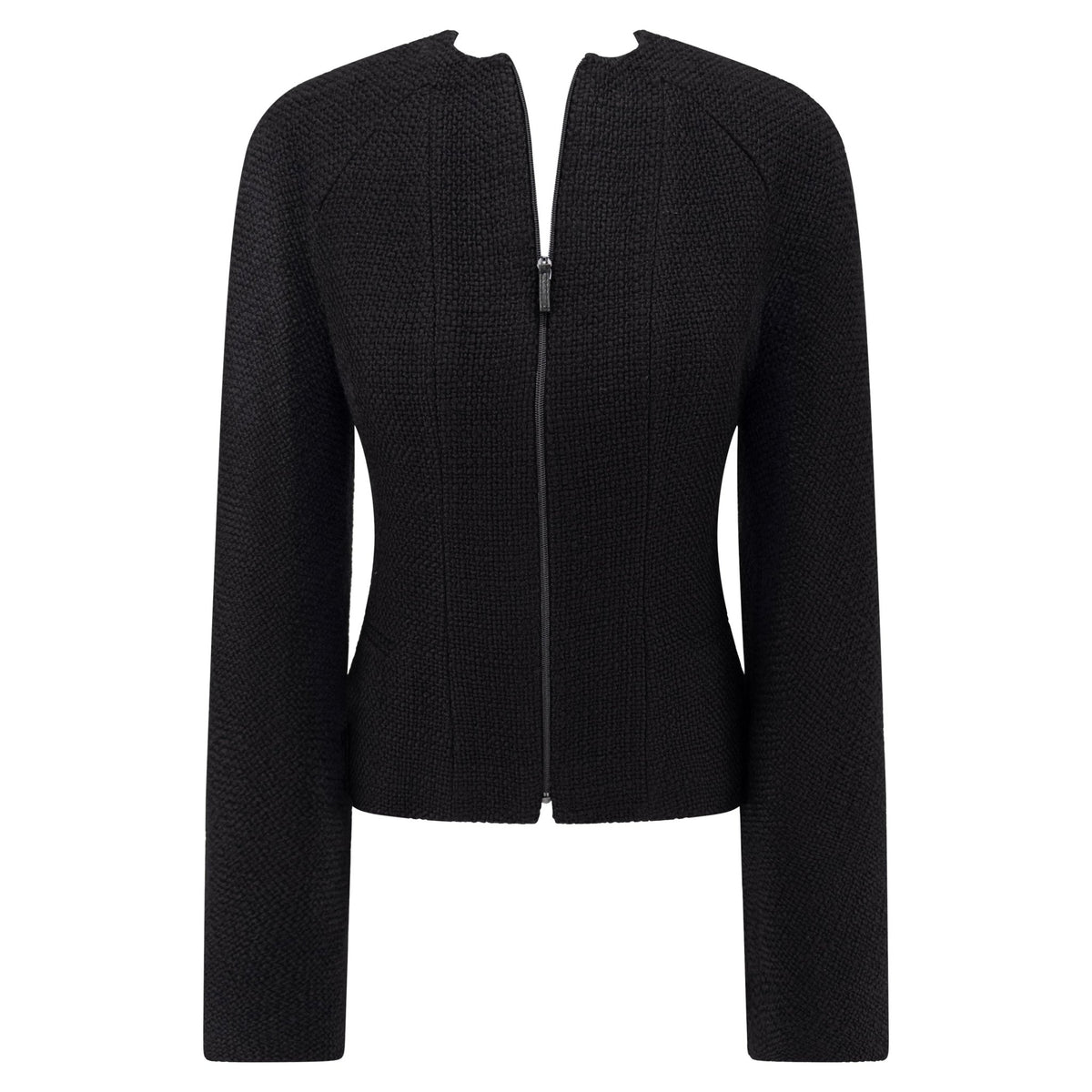 Late 1990s Guy Laroche by Alber Elbaz Black Tweed Blazer Jacket - RealList