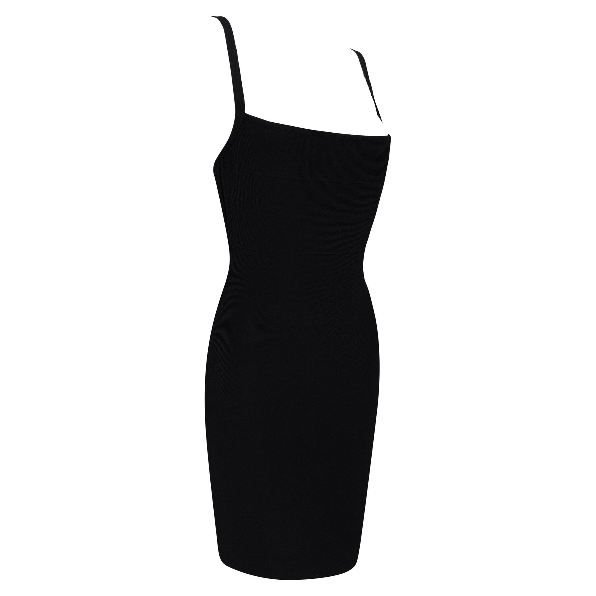 Late 1990s Hervé Léger Black Ribbed Bandage Mini Dress - RealList