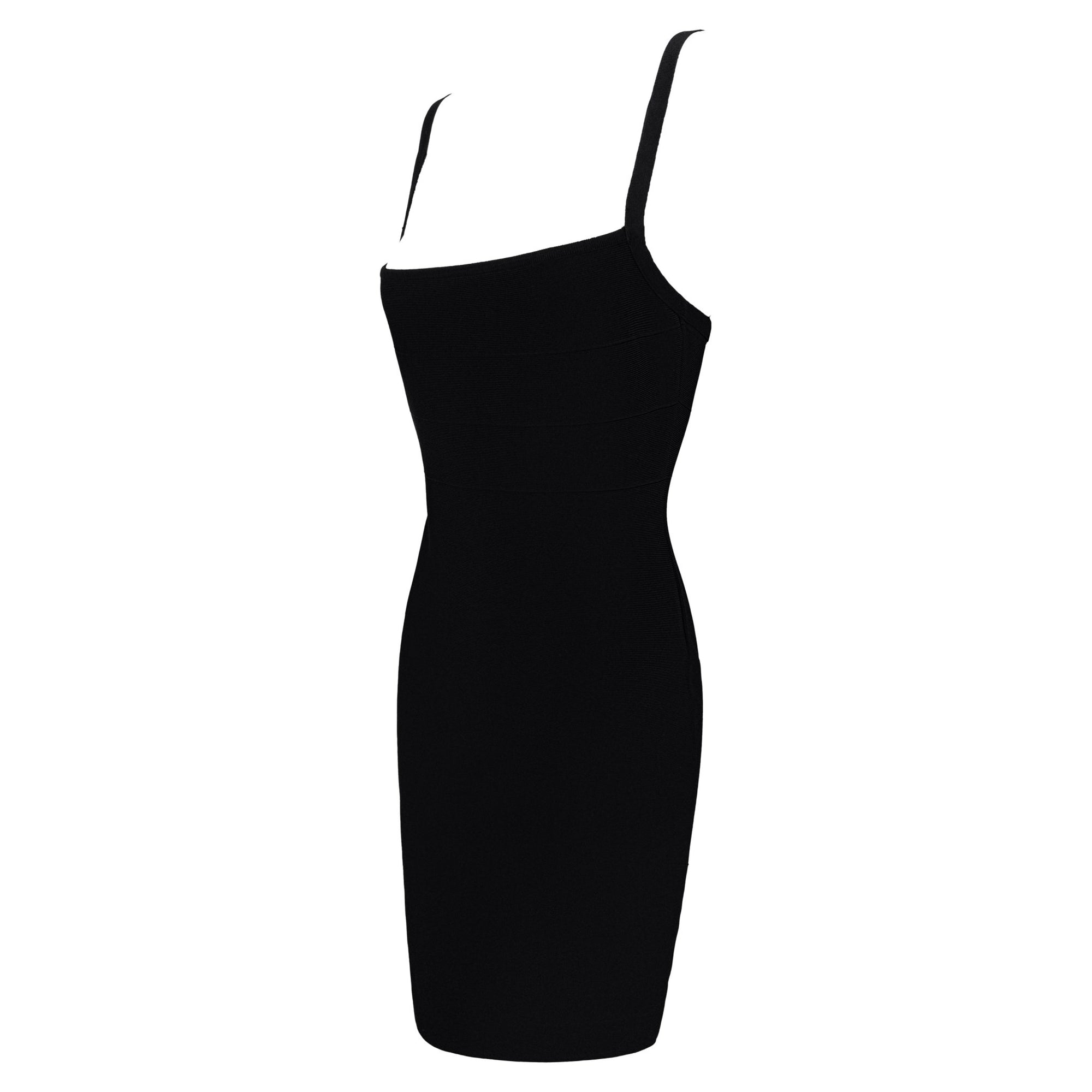 Late 1990s Hervé Léger Black Ribbed Bandage Mini Dress - RealList