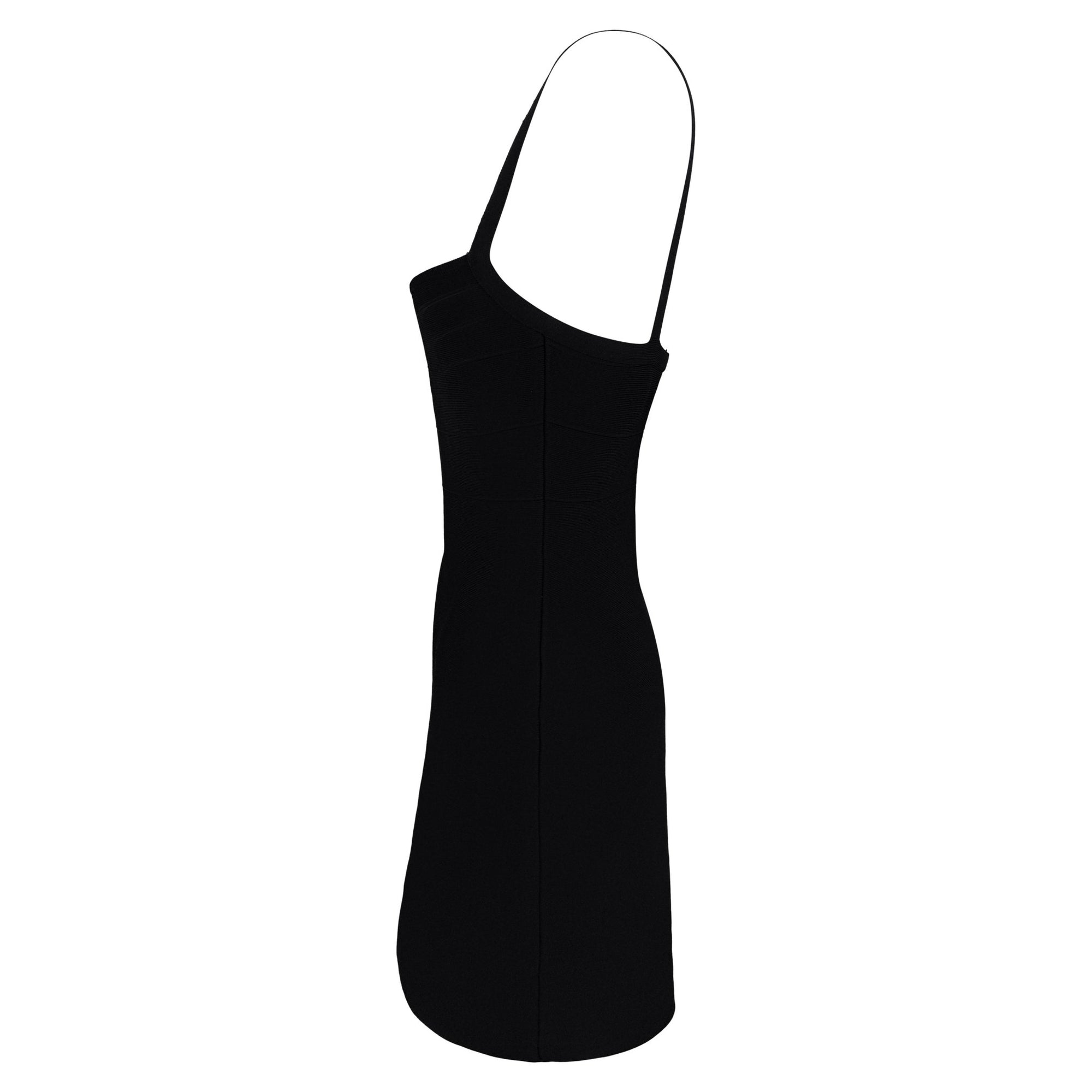 Late 1990s Hervé Léger Black Ribbed Bandage Mini Dress - RealList