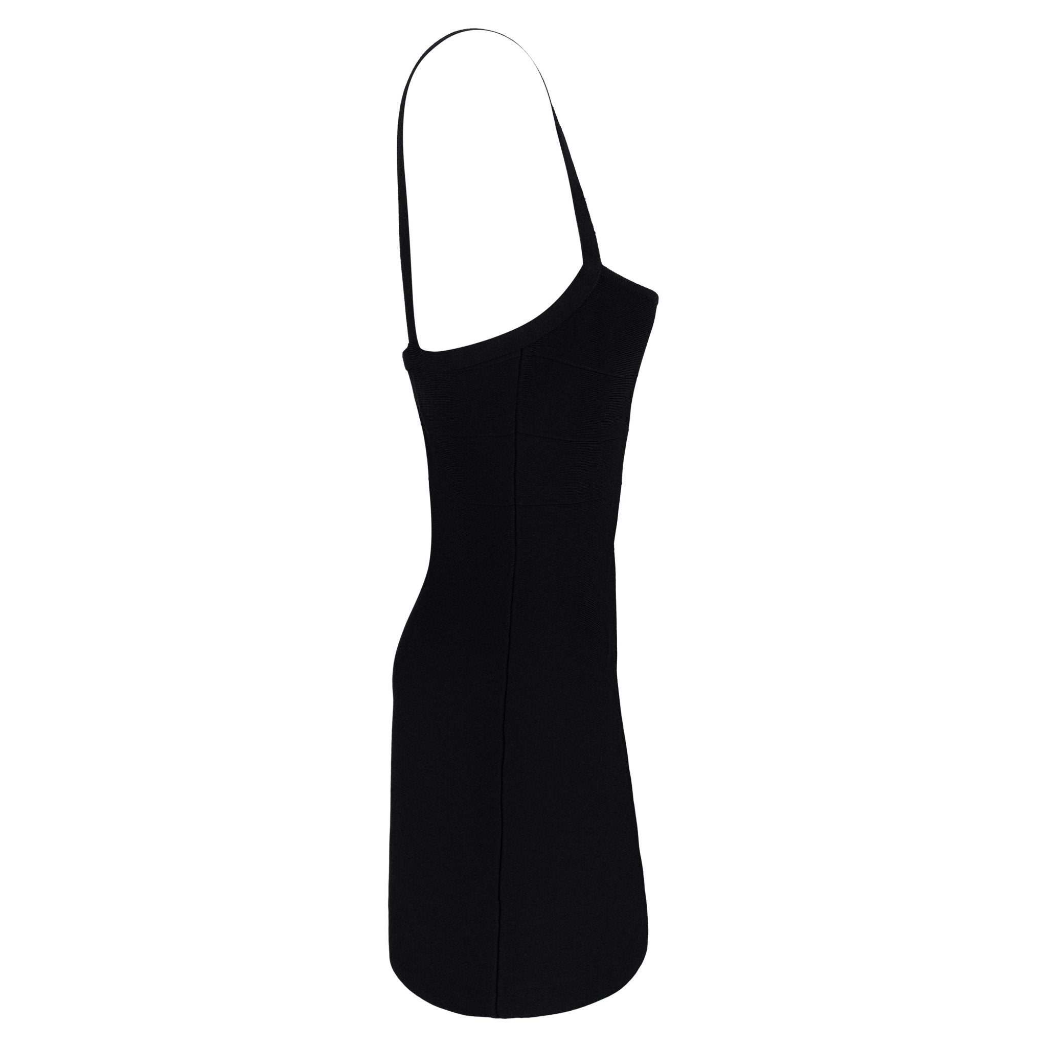 Late 1990s Hervé Léger Black Ribbed Bandage Mini Dress - RealList