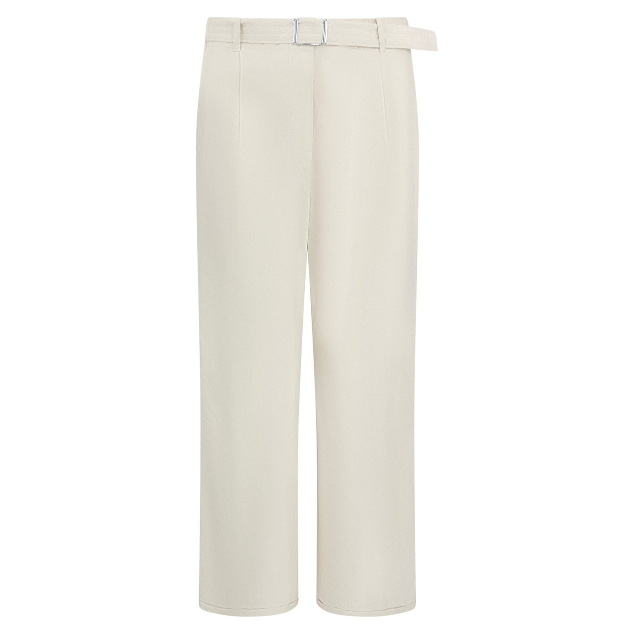 Late 1990s Jil Sander Off - White Cotton Poplin Belted Wide Leg Pants - RealList
