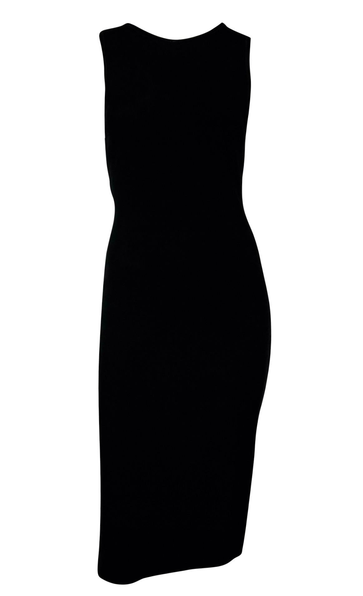 Late 1990s Richard Tyler Backless Cutout Black Bodycon Knit Dress - RealList