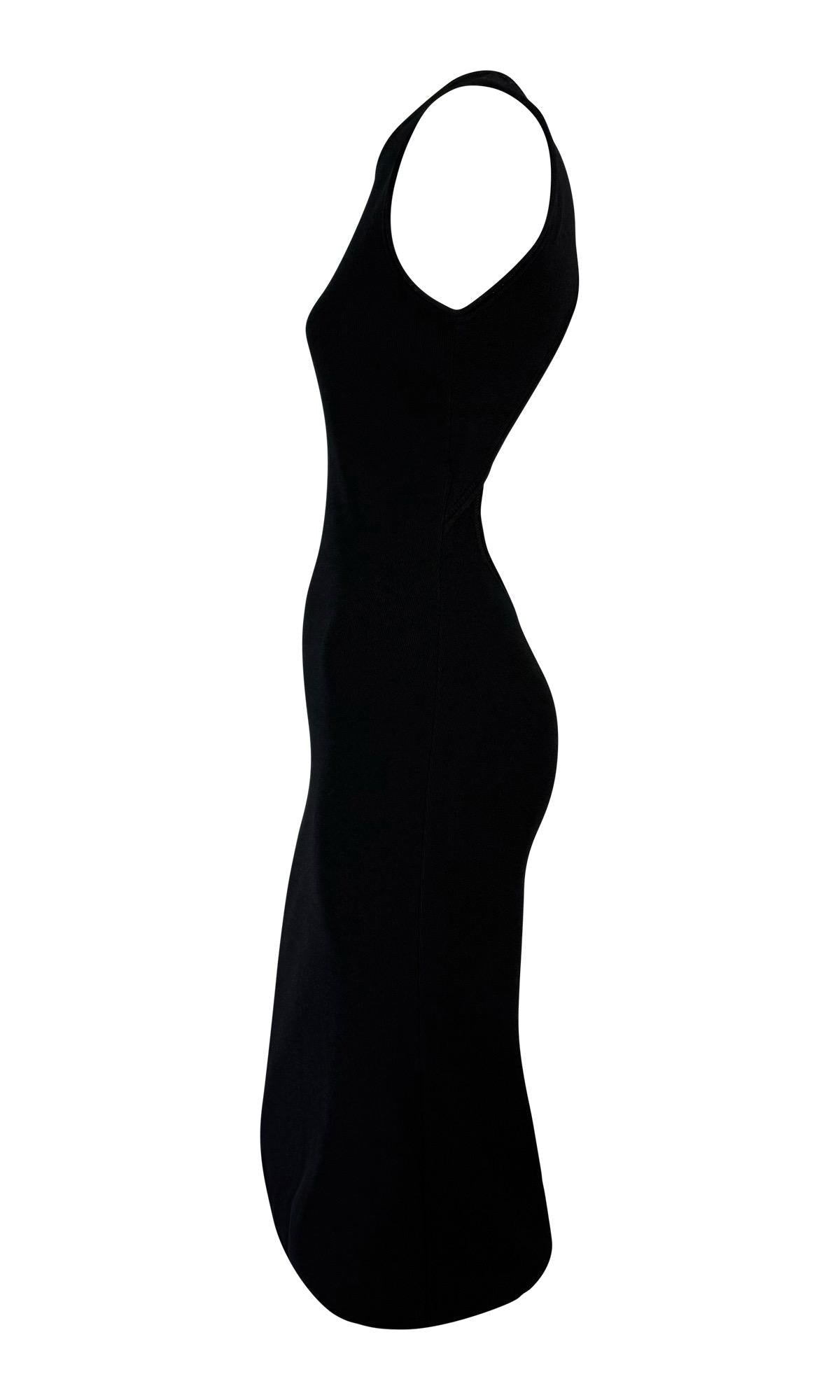 Late 1990s Richard Tyler Backless Cutout Black Bodycon Knit Dress - RealList