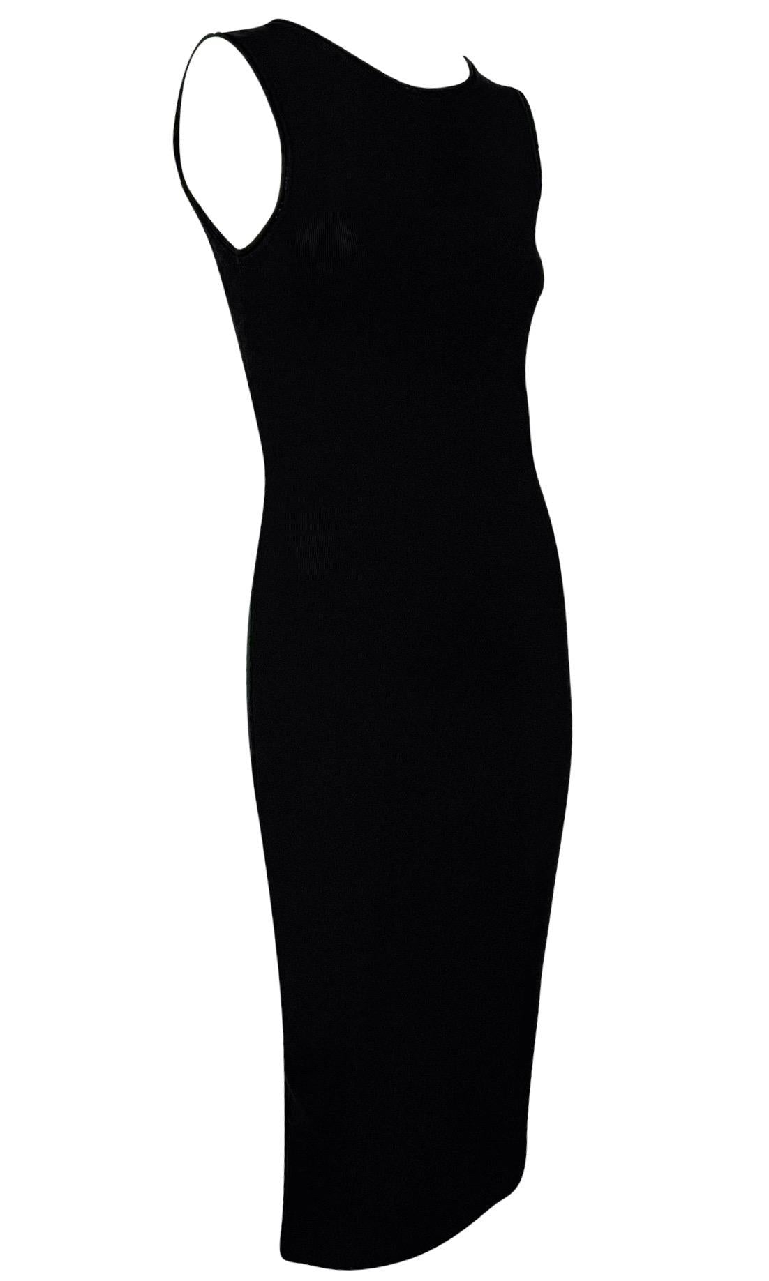 Late 1990s Richard Tyler Backless Cutout Black Bodycon Knit Dress - RealList