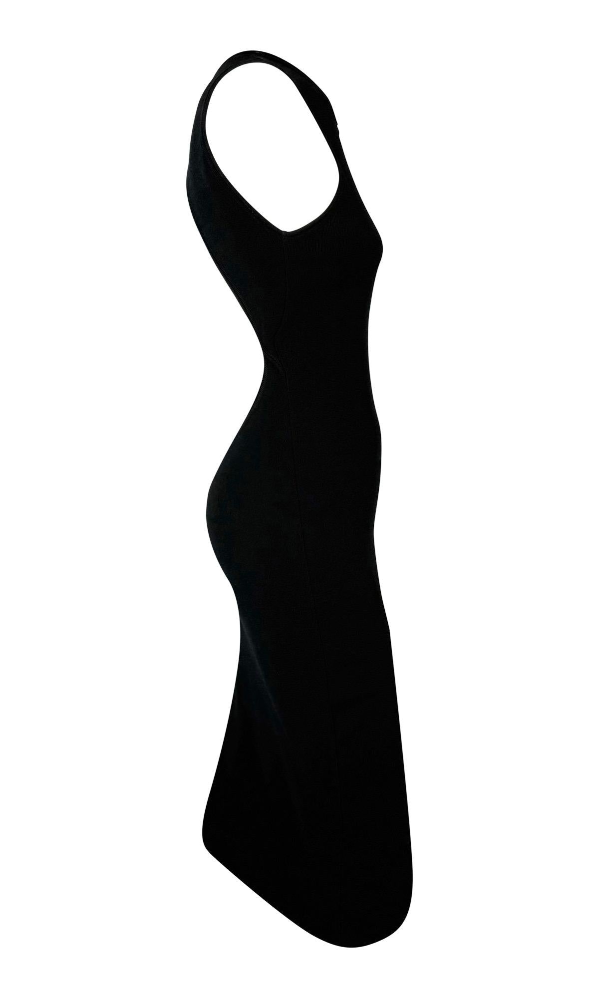 Late 1990s Richard Tyler Backless Cutout Black Bodycon Knit Dress - RealList