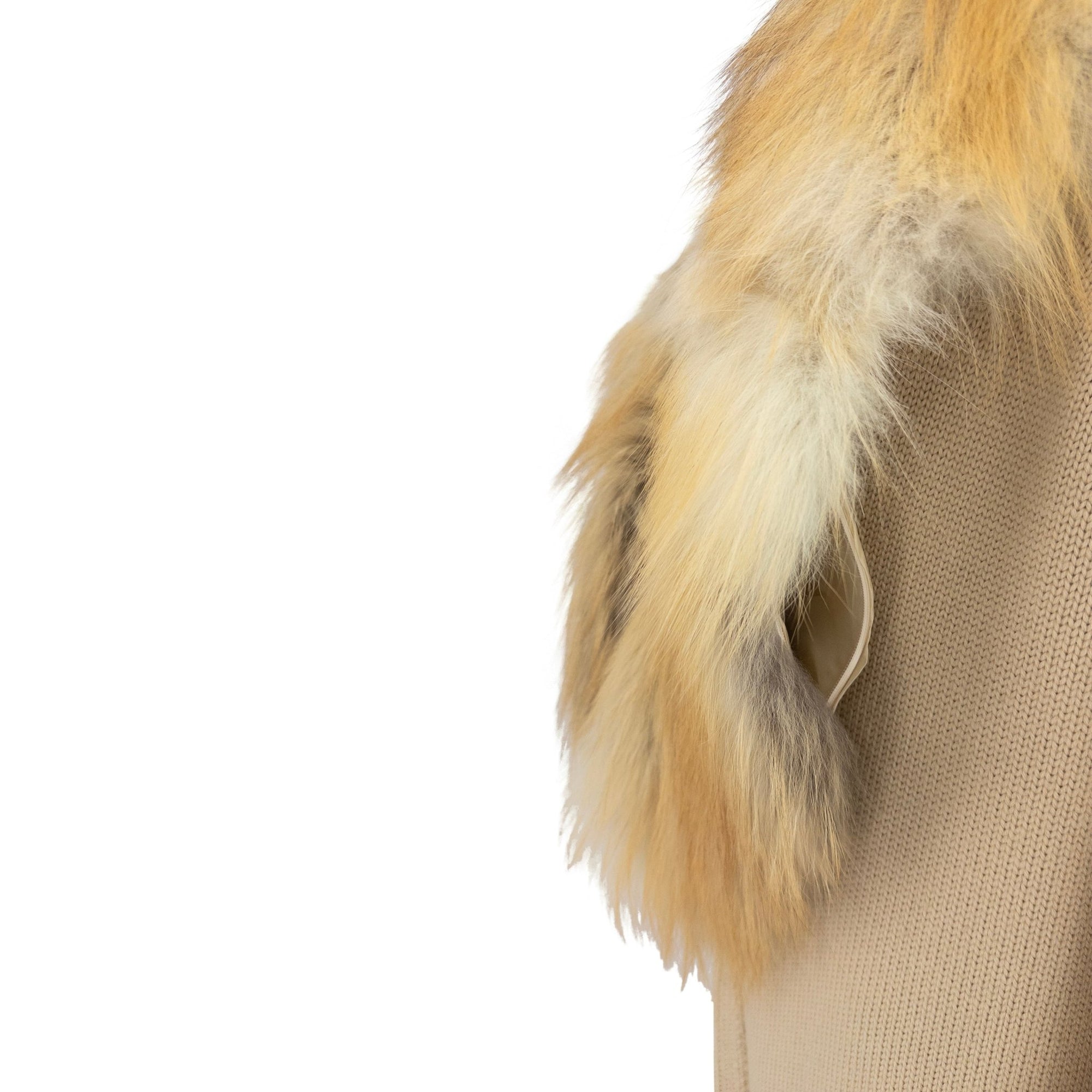 Late 1990s Roberto Cavalli Beige Knit Wool Genuine Fur Coat - RealList