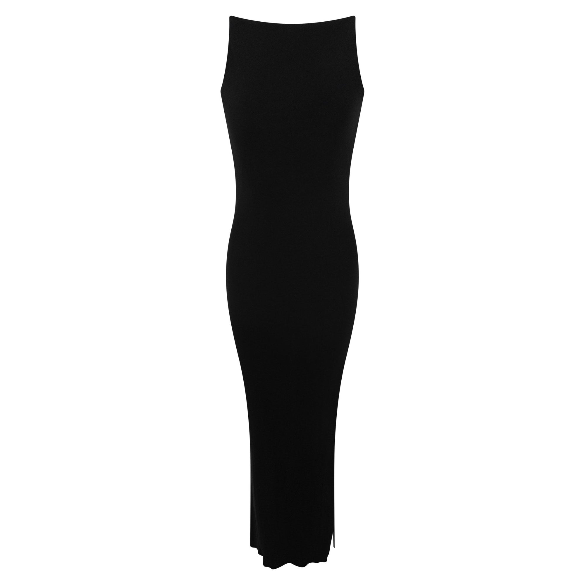 Late 1990s Yigal Azrouël Backless Slinky Black Bodycon Gown - RealList