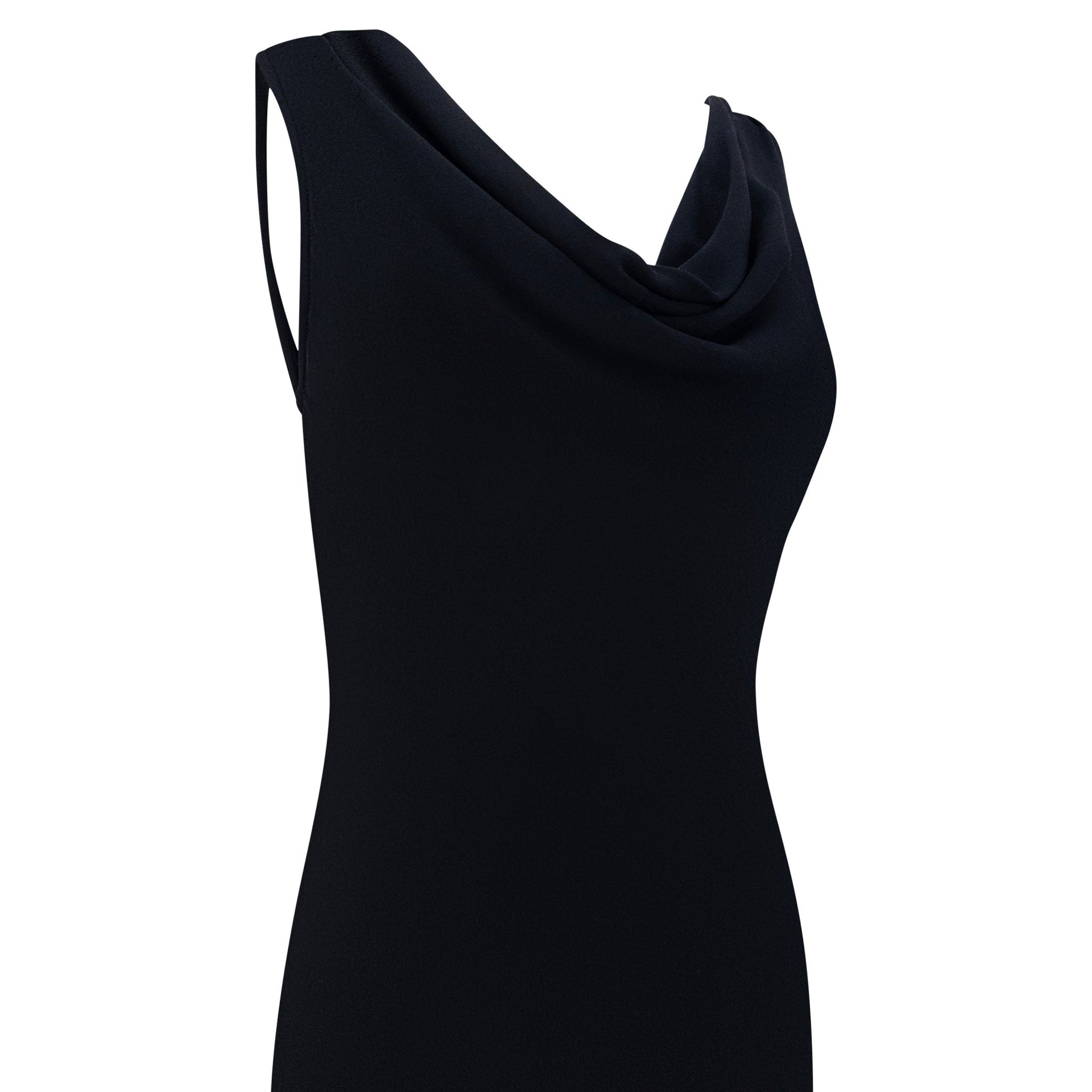 Late 1990s Yves Saint Laurent Black Stretch Silk Plunging Cowl Gown - RealList