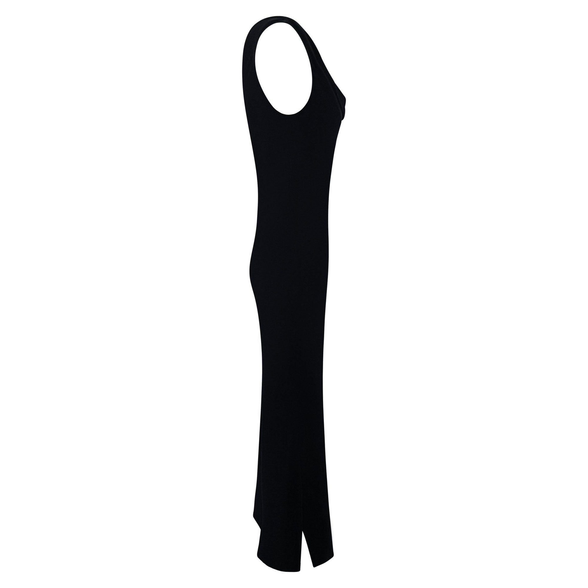 Late 1990s Yves Saint Laurent Black Stretch Silk Plunging Cowl Gown - RealList
