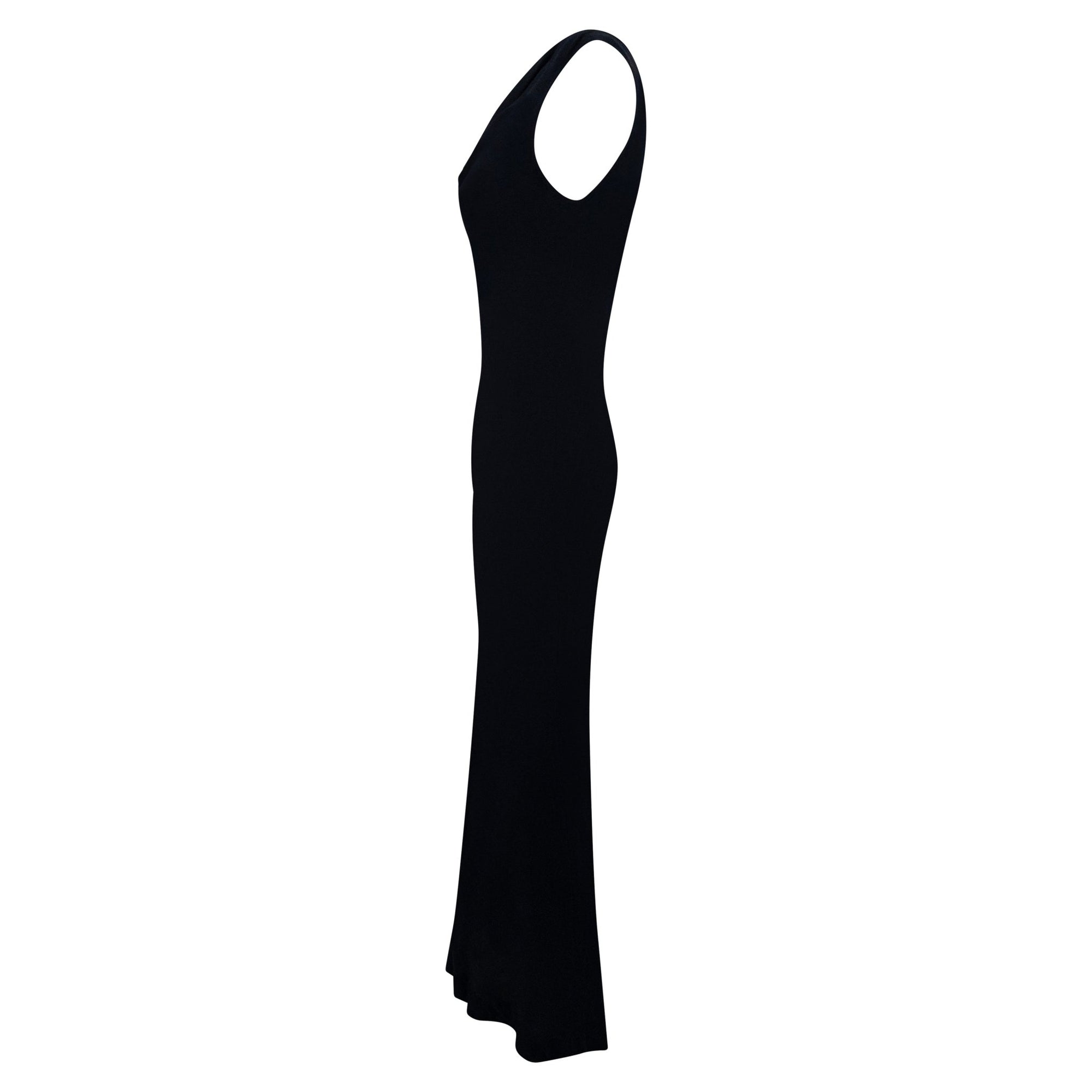 Late 1990s Yves Saint Laurent Black Stretch Silk Plunging Cowl Gown - RealList