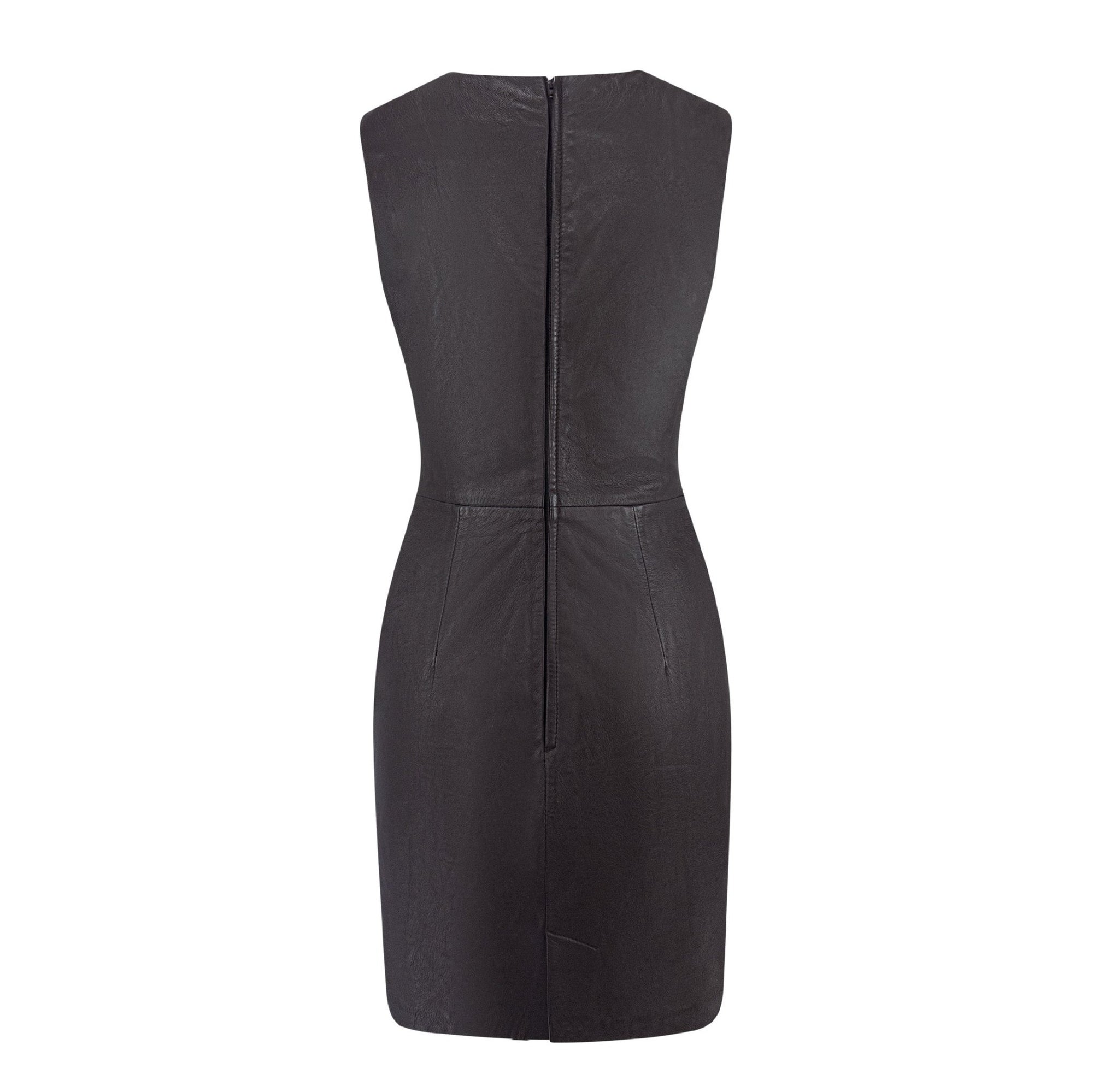 Mid 1990s Dolce & Gabbana Brown Leather Sleeveless Mini Dress - RealList