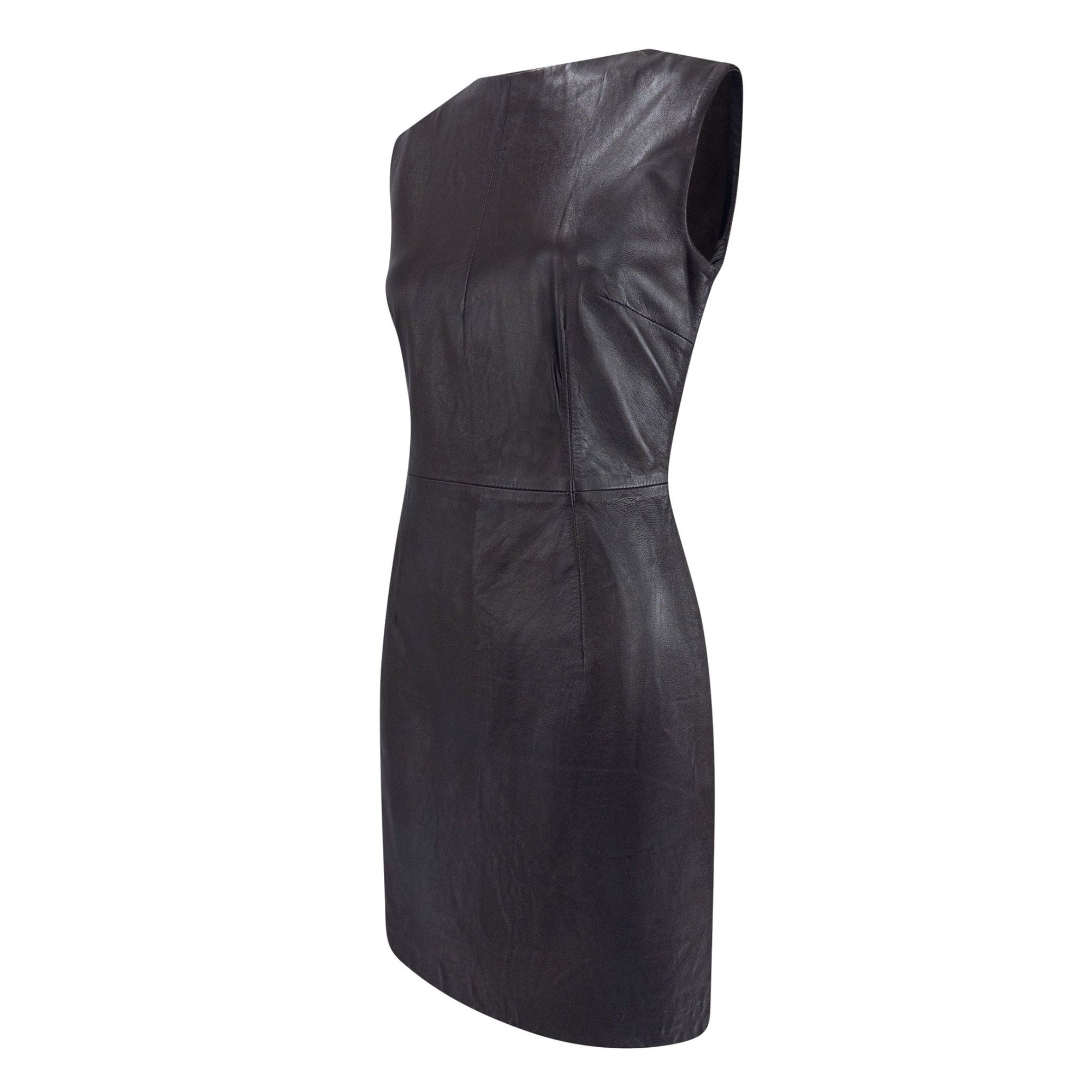 Mid 1990s Dolce & Gabbana Brown Leather Sleeveless Mini Dress - RealList