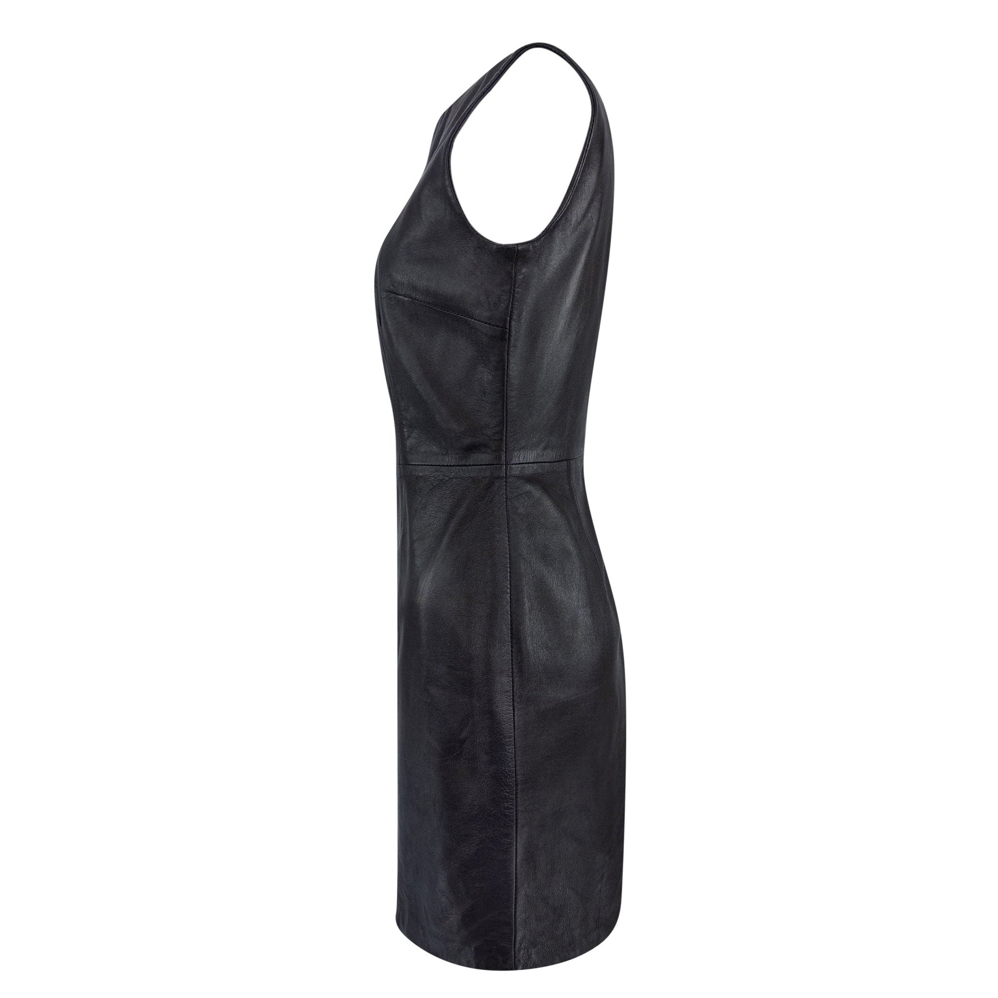 Mid 1990s Dolce & Gabbana Brown Leather Sleeveless Mini Dress - RealList