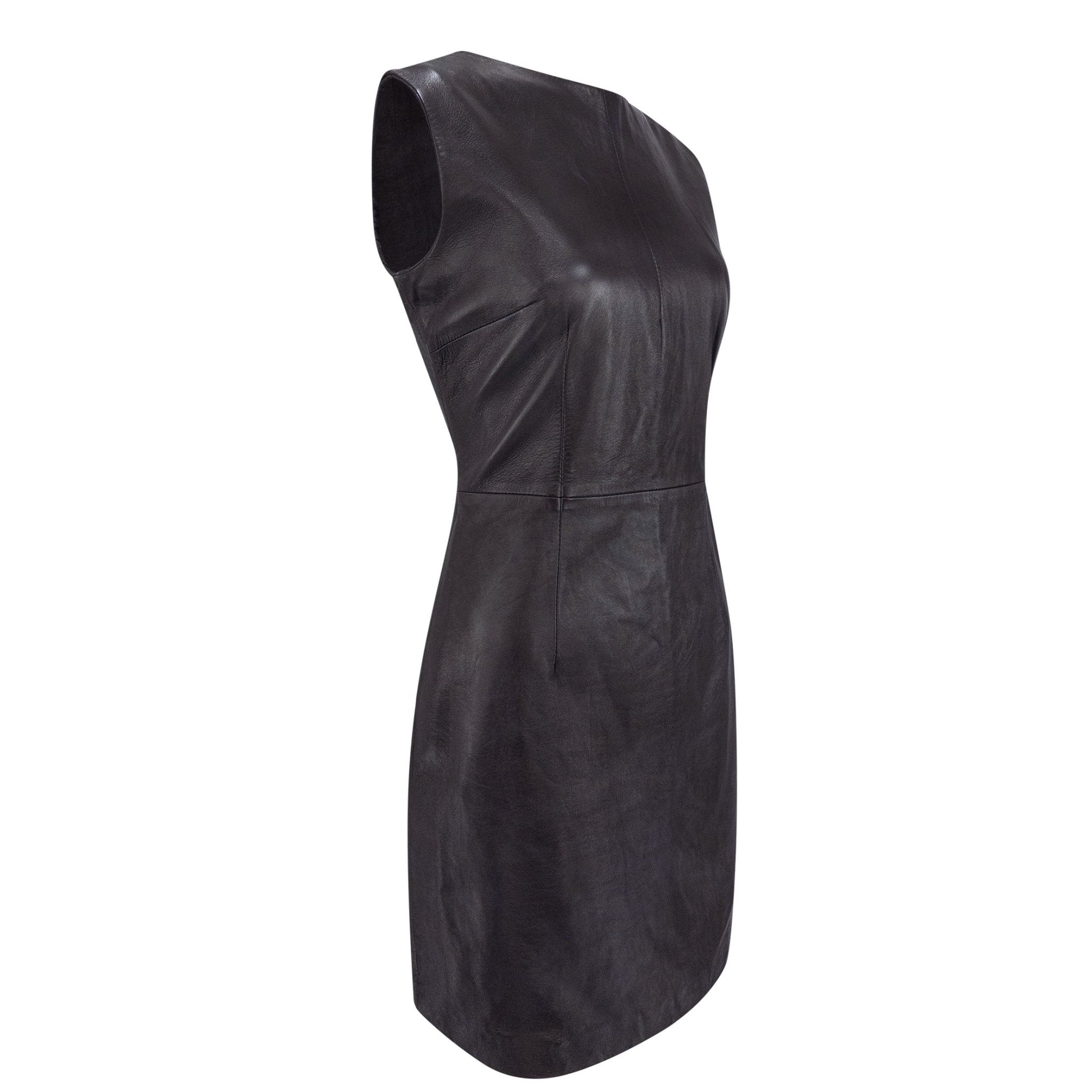 Mid 1990s Dolce & Gabbana Brown Leather Sleeveless Mini Dress - RealList