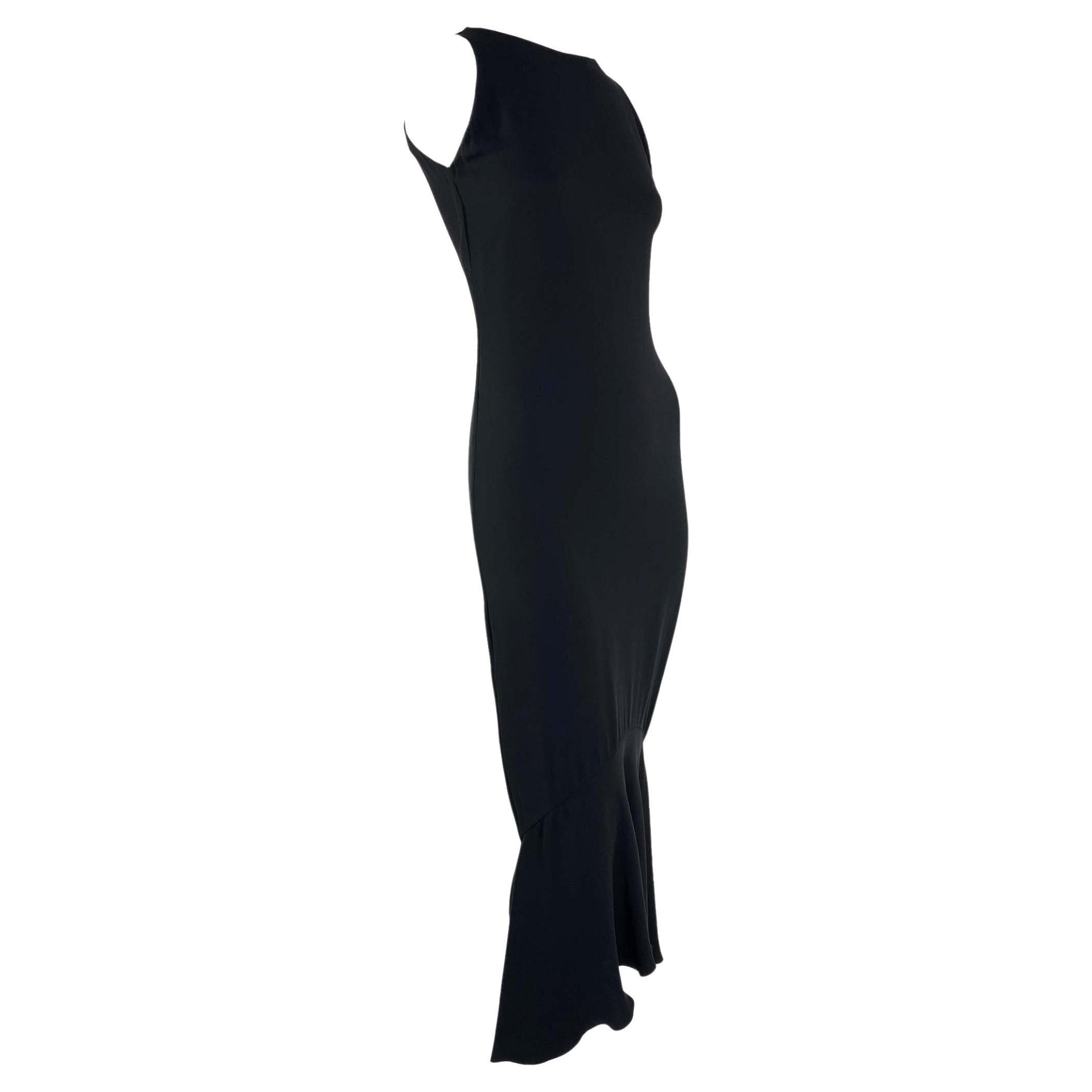 Mid - Late 1990s Gianni Versace Couture Black Dropped Hem Bias - Cut Wiggle Gown LBD - RealList