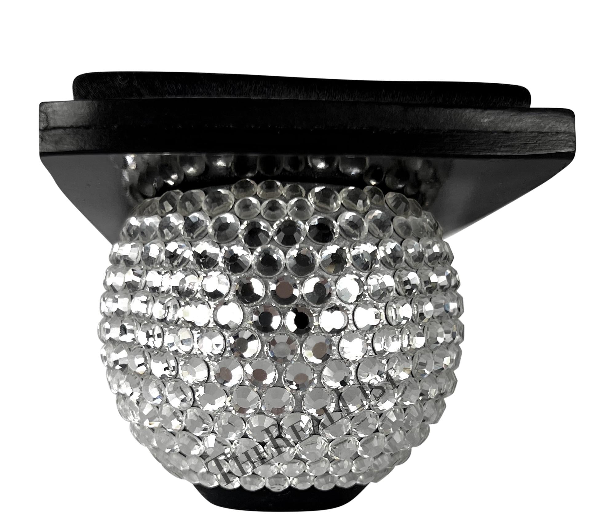 NEW 1990s Yves Saint Laurent Black Satin Sandal Rhinestone Ball Kitten Heel - RealList