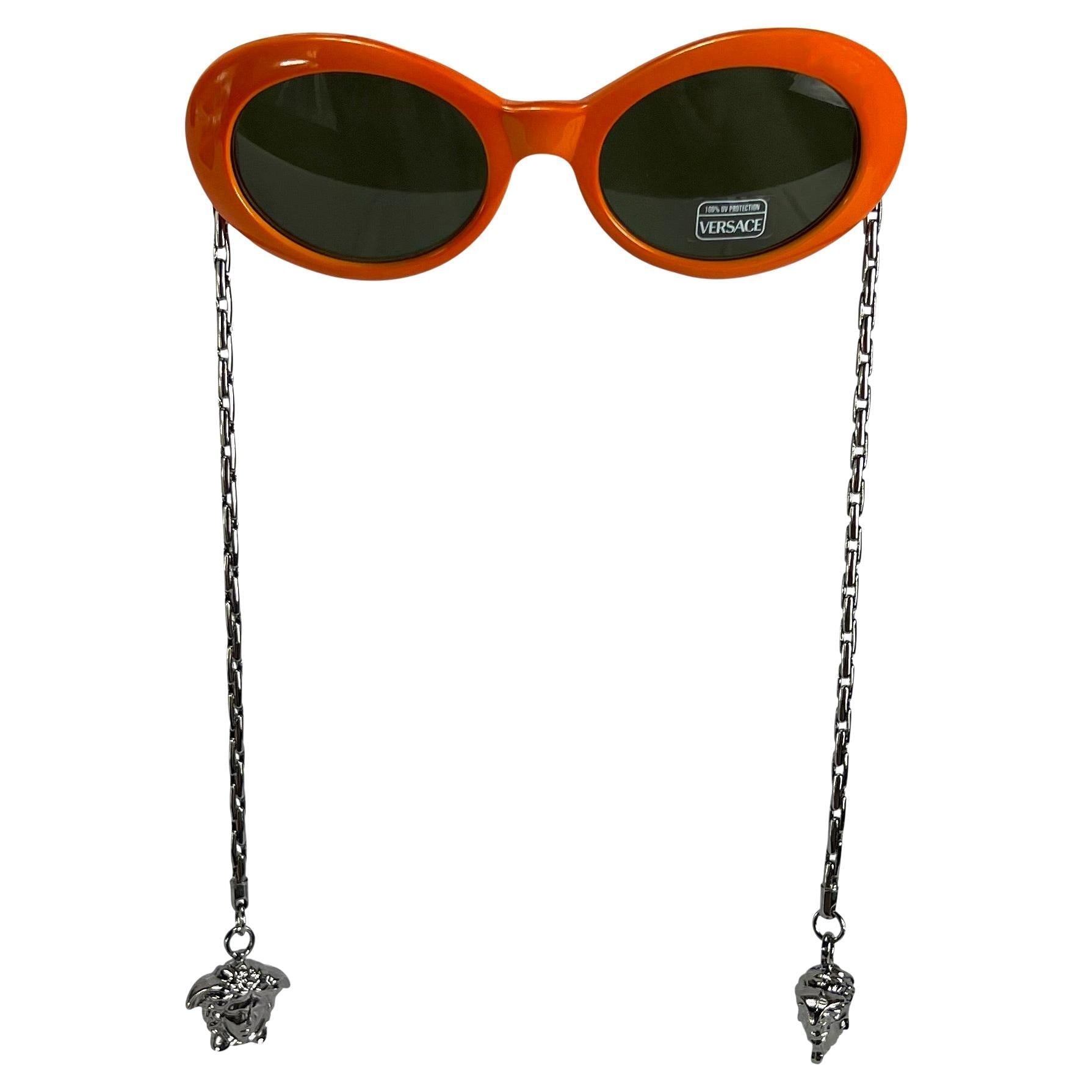 NEW 1996 Gianni Versace Medusa Chain Orange Mod Sunglasses - RealList