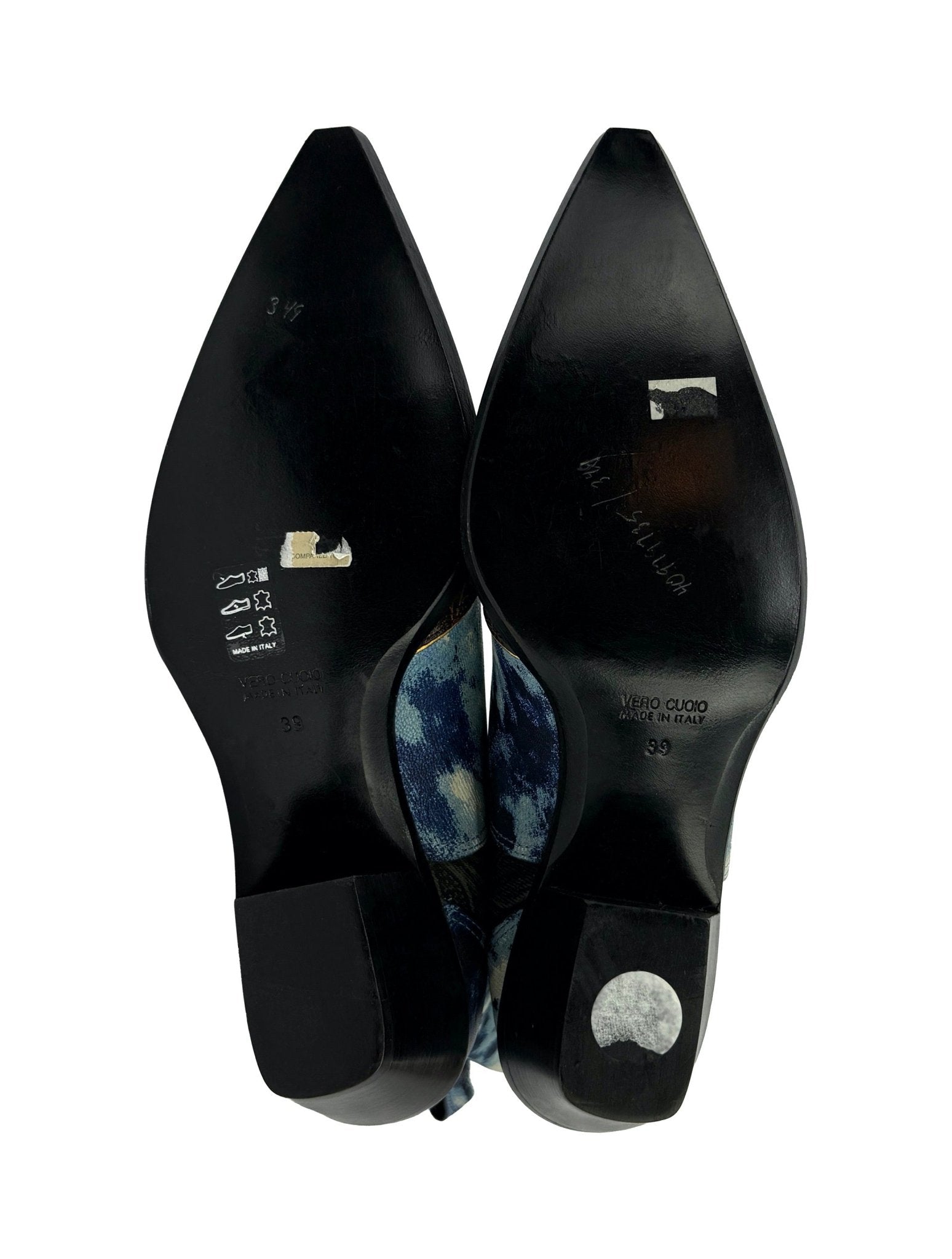 NEW 2000s Roberto Cavalli Blue Abstract Leather Croc Cowgirl Boots - RealList