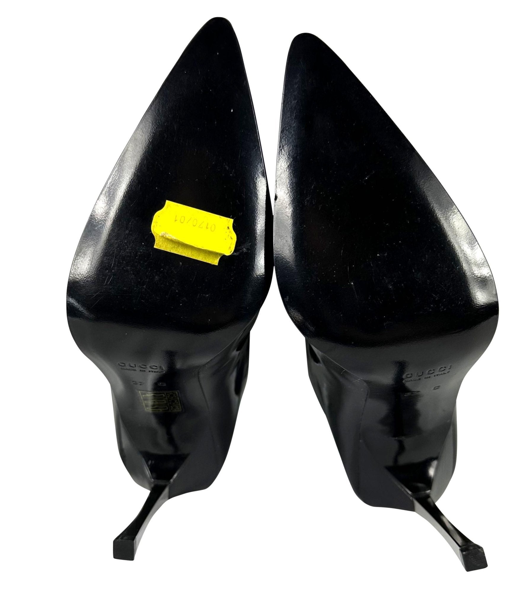 NEW F/W 1997 Gucci by Tom Ford Ad Runway Black Patent Leather Heel Boots 37 C - RealList