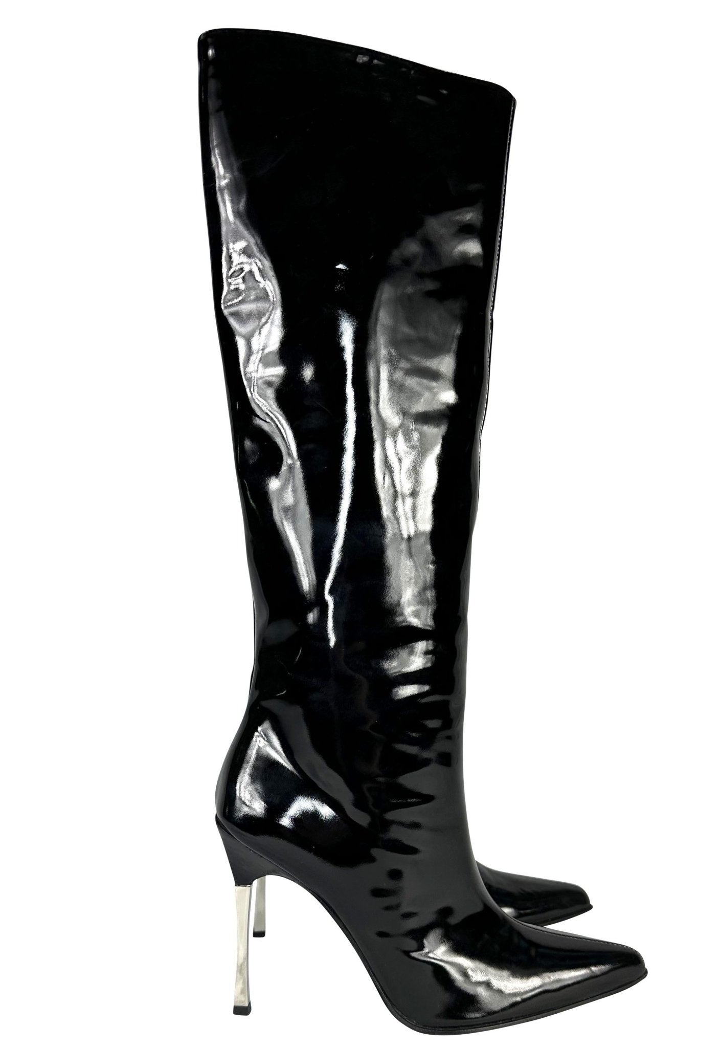 NEW F/W 1997 Gucci by Tom Ford Ad Runway Black Patent Leather Heel Boots 37 C - RealList