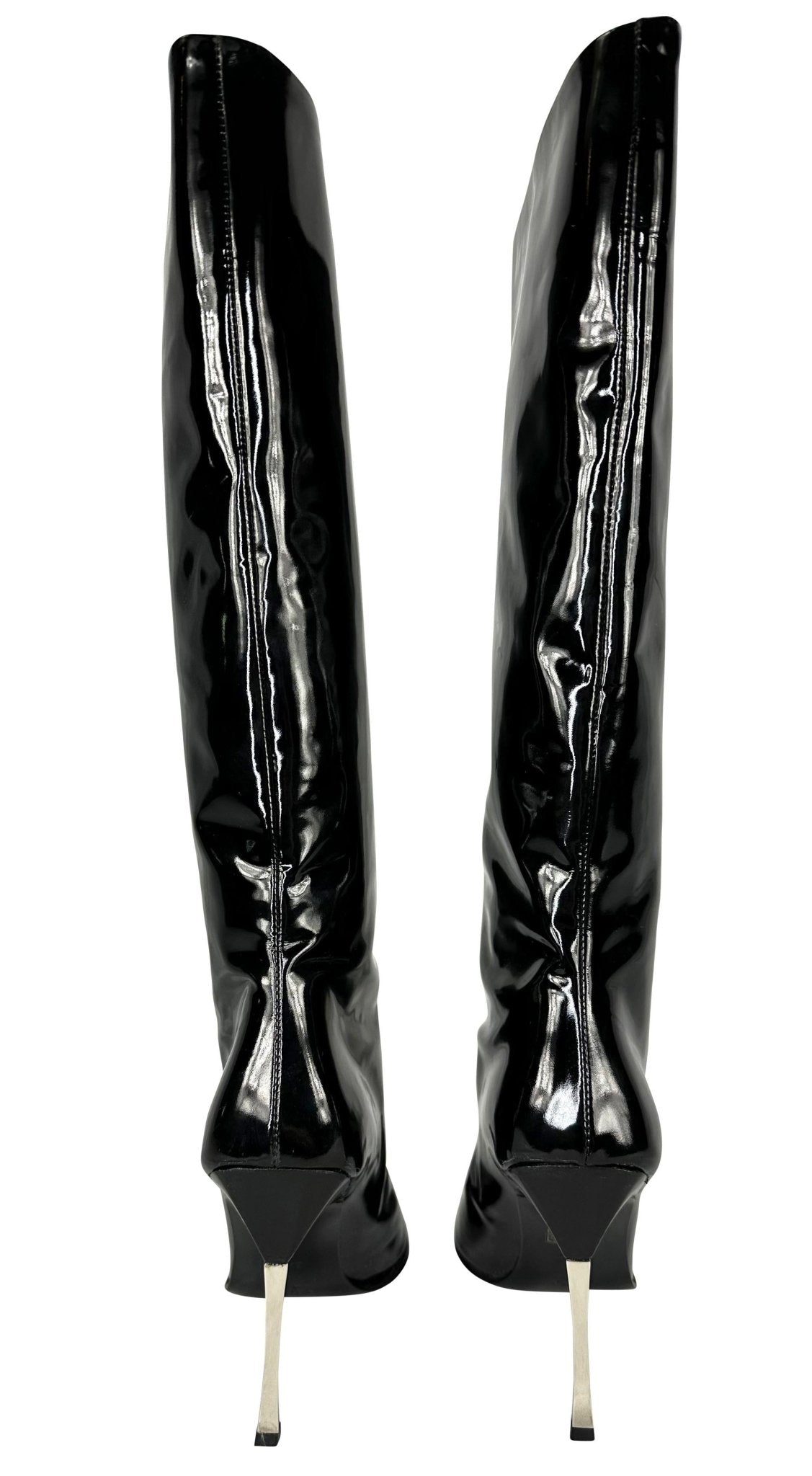 NEW F/W 1997 Gucci by Tom Ford Ad Runway Black Patent Leather Heel Boots 37 C - RealList