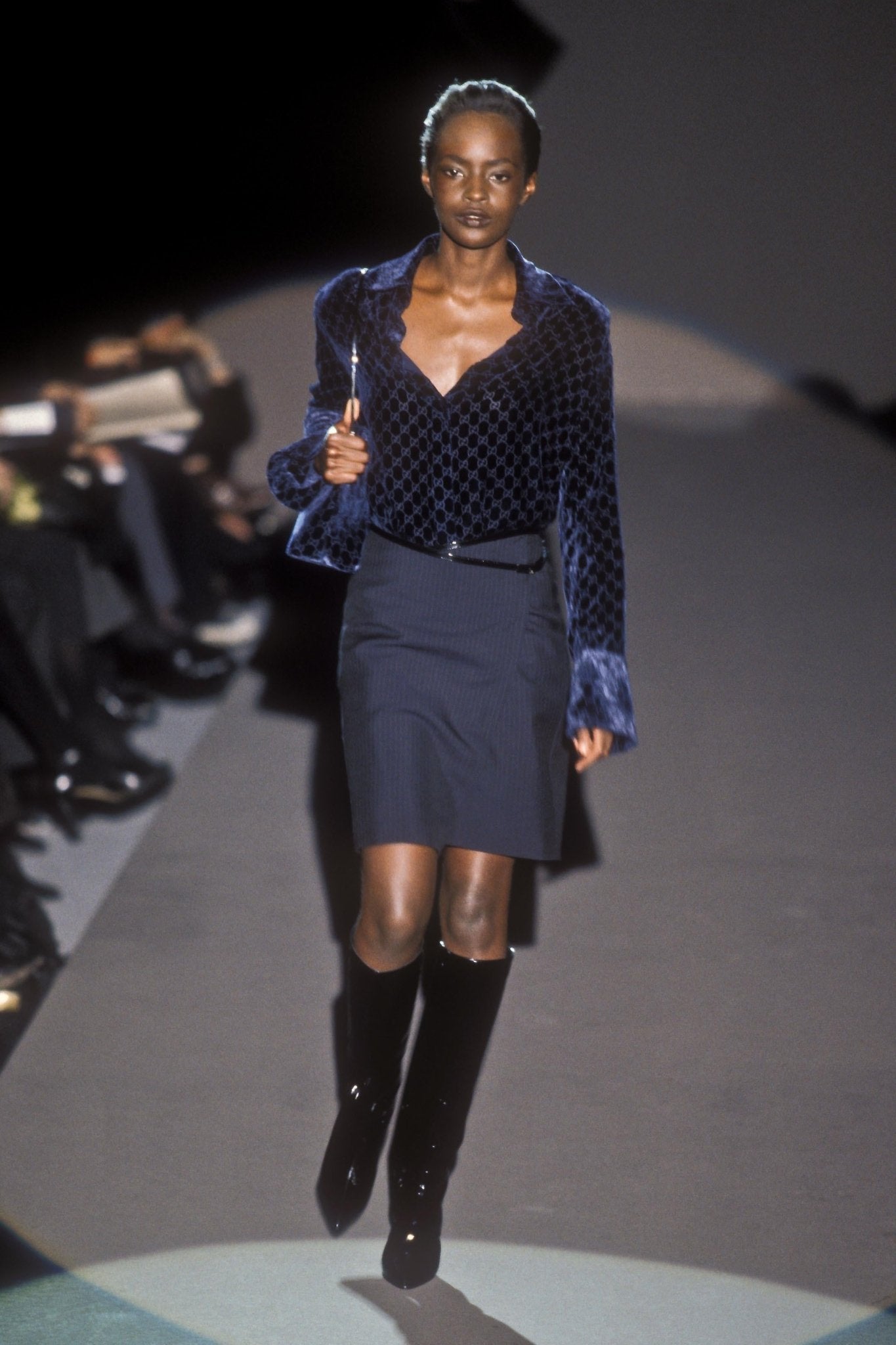 NEW F/W 1997 Gucci by Tom Ford Ad Runway Black Patent Leather Heel Boots 37 C - RealList