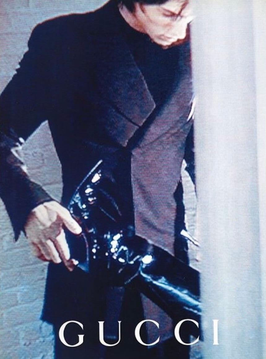 NEW F/W 1997 Gucci by Tom Ford Ad Runway Black Patent Leather Heel Boots 37 C - RealList