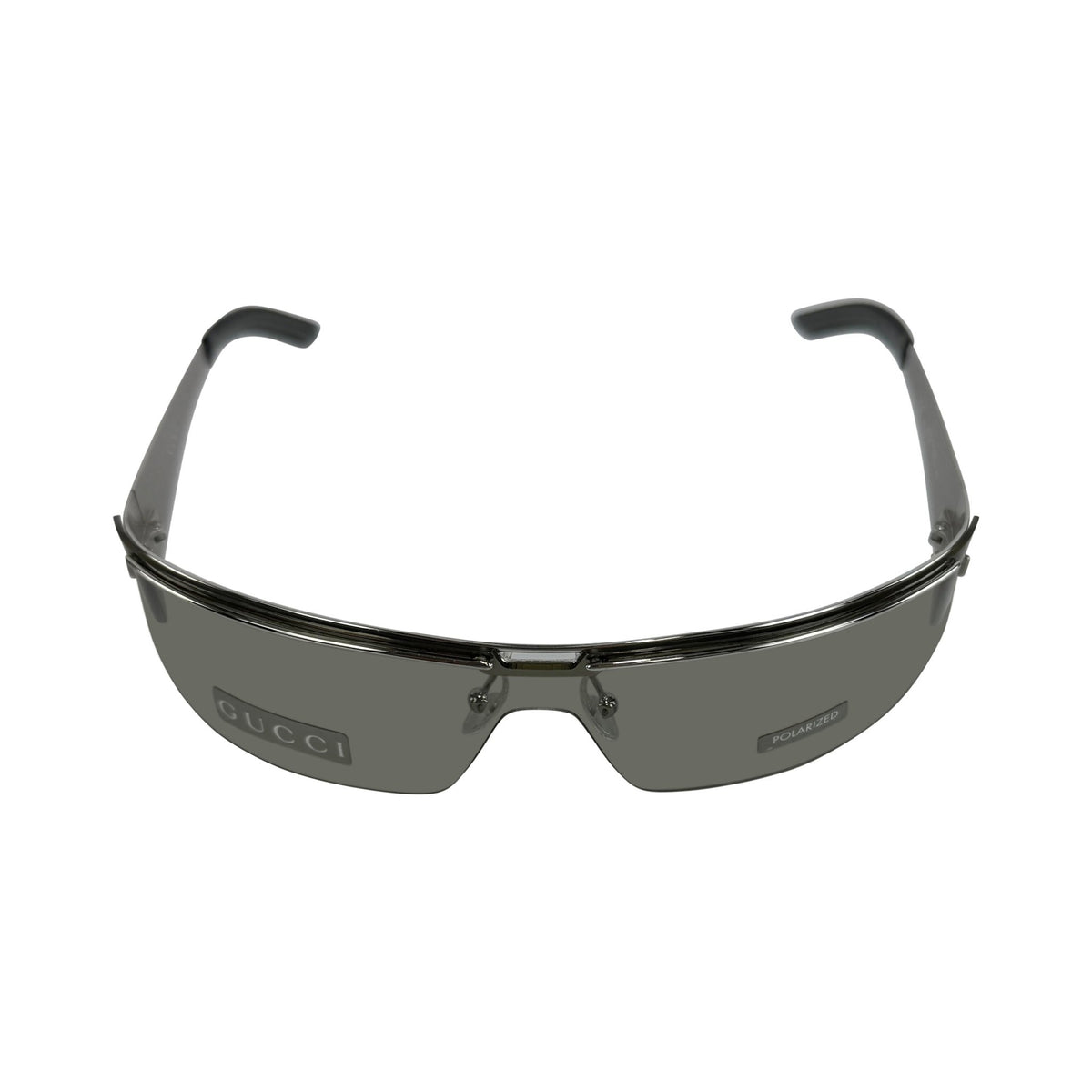 NEW S/S 2003 Gucci by Tom Ford Polarized Silver Tone Shield Logo Sunglasses - RealList