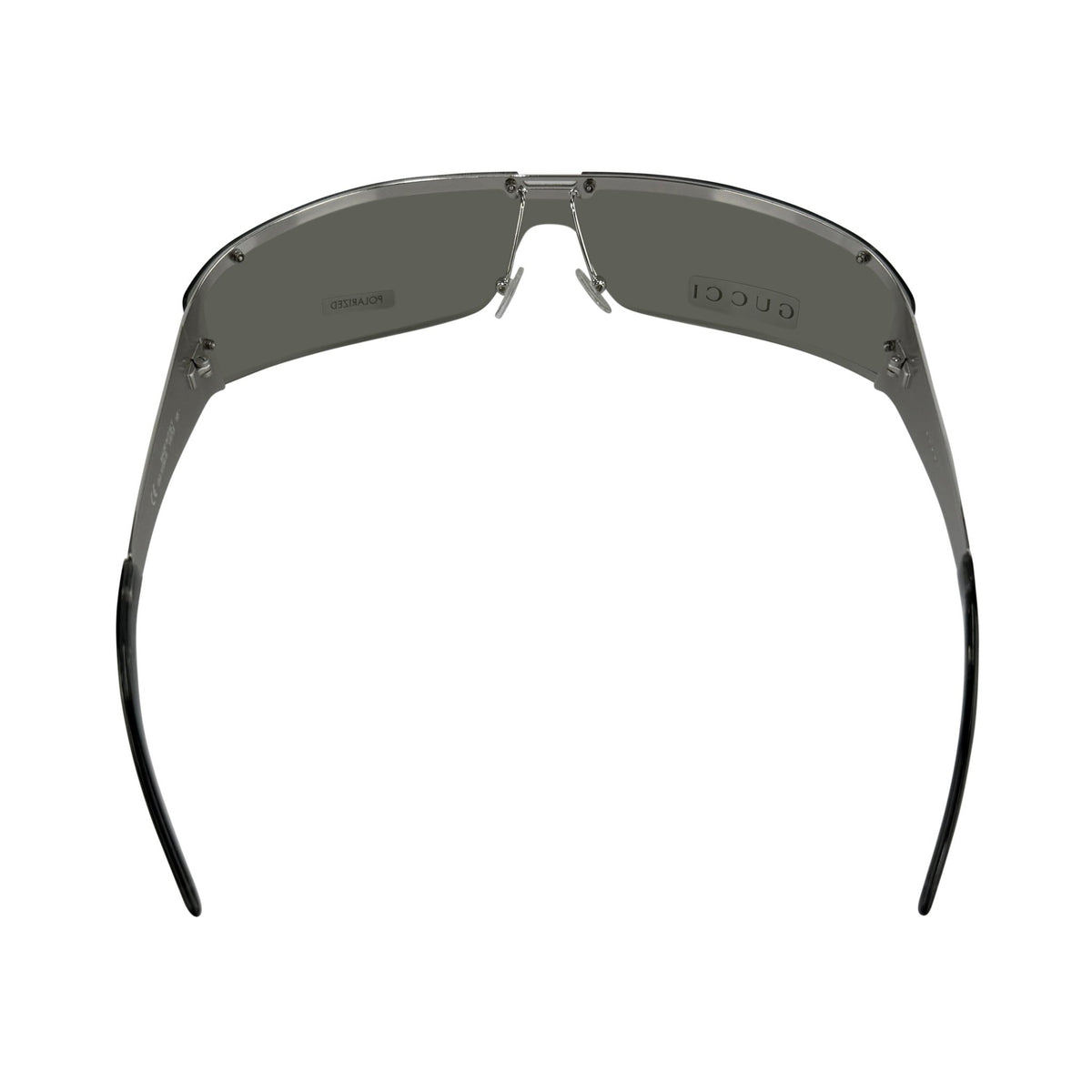 NEW S/S 2003 Gucci by Tom Ford Polarized Silver Tone Shield Logo Sunglasses - RealList