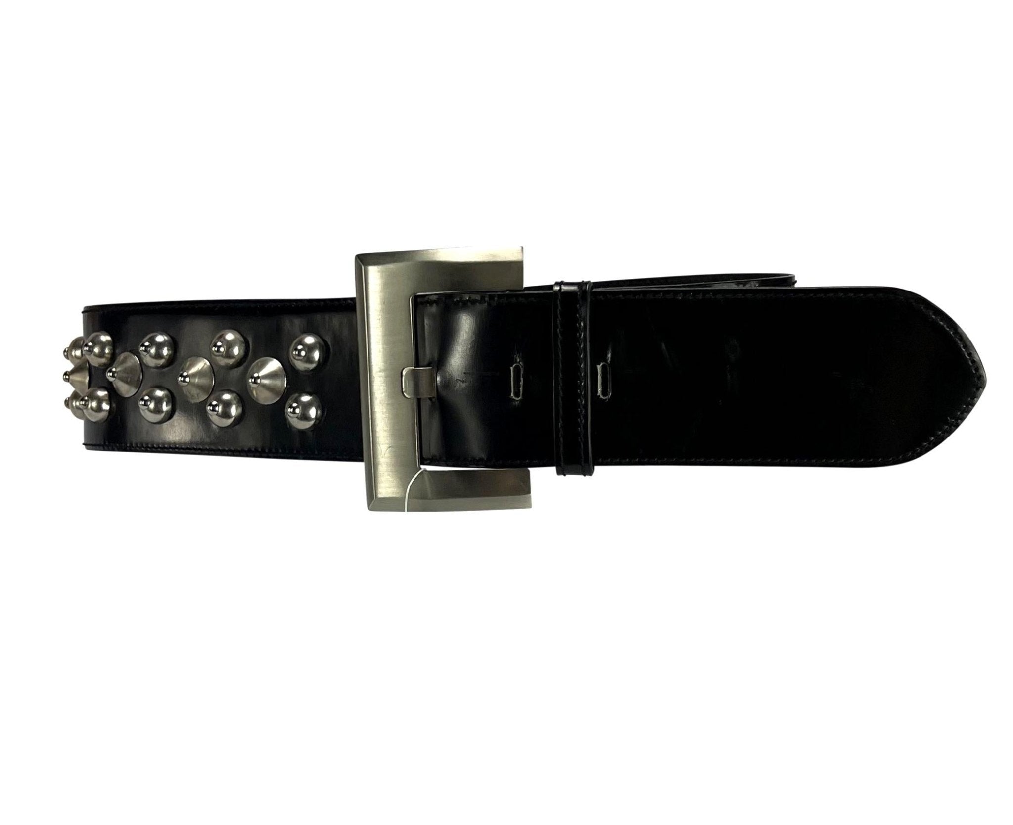 NWT 1980s Gianni Versace Black Oversized Studded Waist Belt - RealList