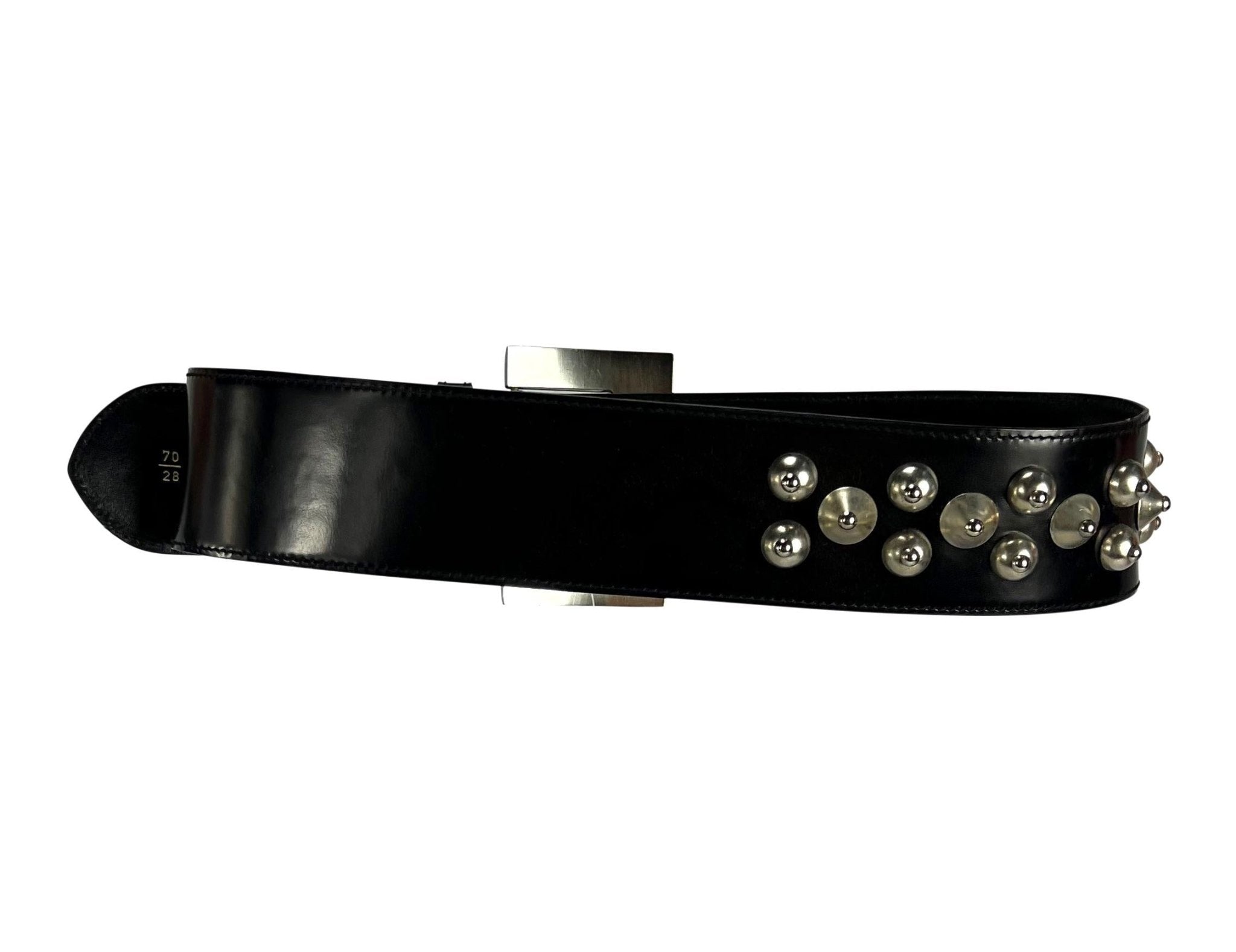 NWT 1980s Gianni Versace Black Oversized Studded Waist Belt - RealList