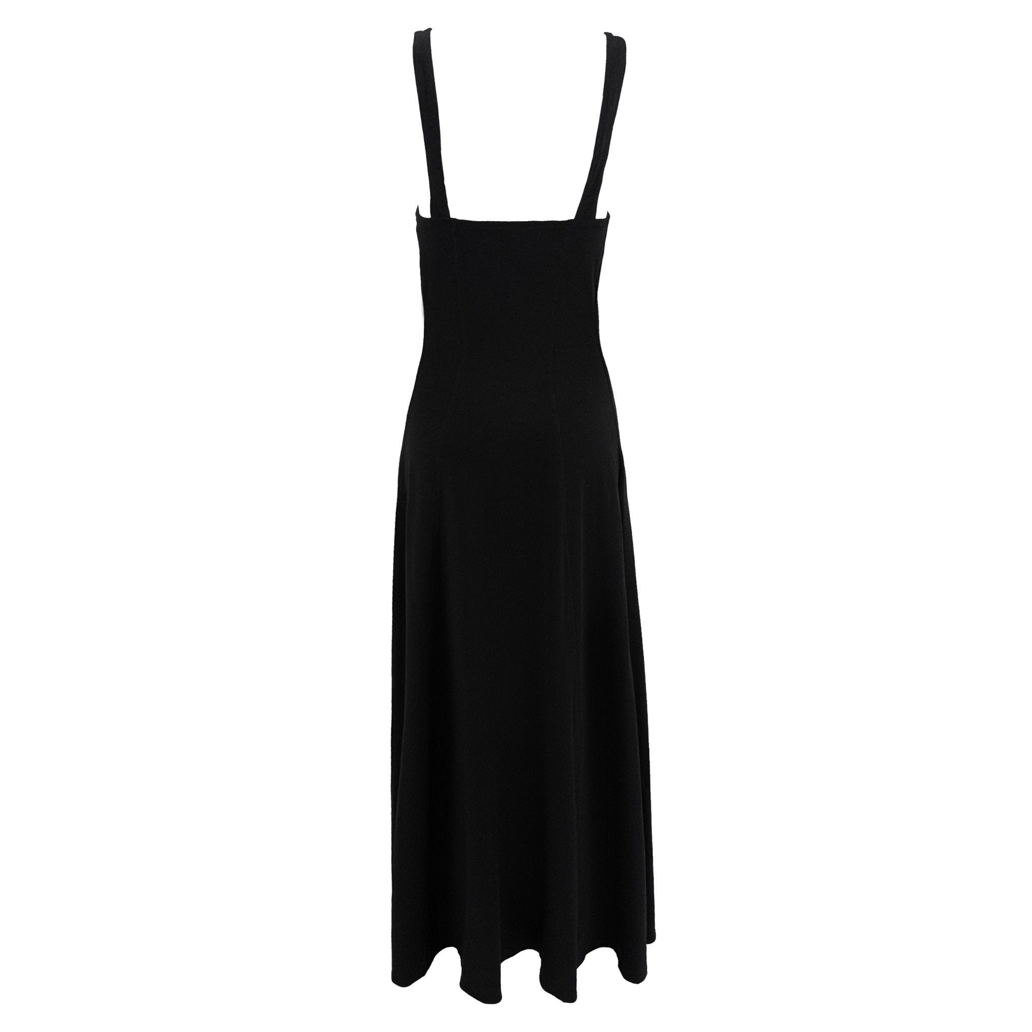 NWT 1990s Calvin Klein Black Stretch Flare Maxi Swim/Beach Dress - RealList