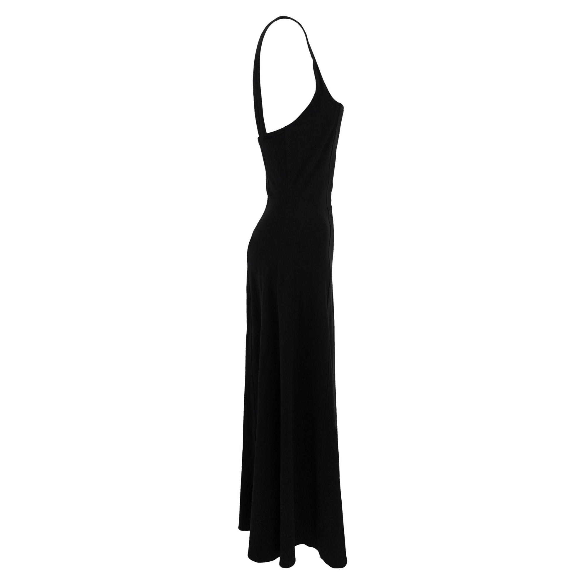 NWT 1990s Calvin Klein Black Stretch Flare Maxi Swim/Beach Dress - RealList